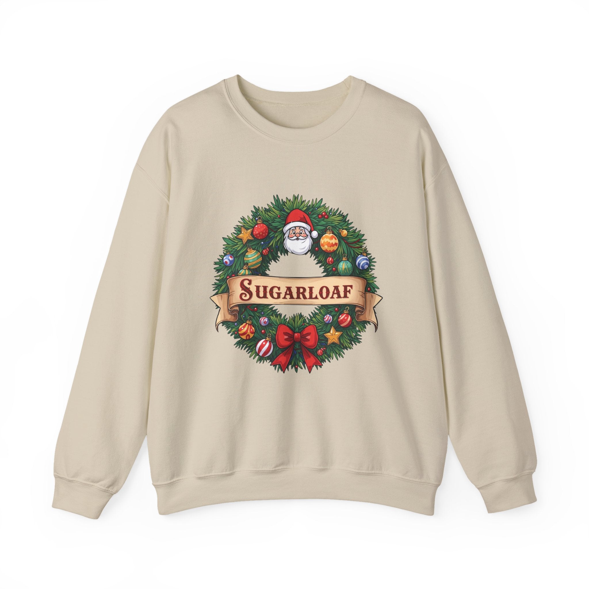 Sugarloaf Christmas Shirt – Festive Santa Wreath & Ornaments Tee | Mountain Town Christmas Gift | Gildan 18000