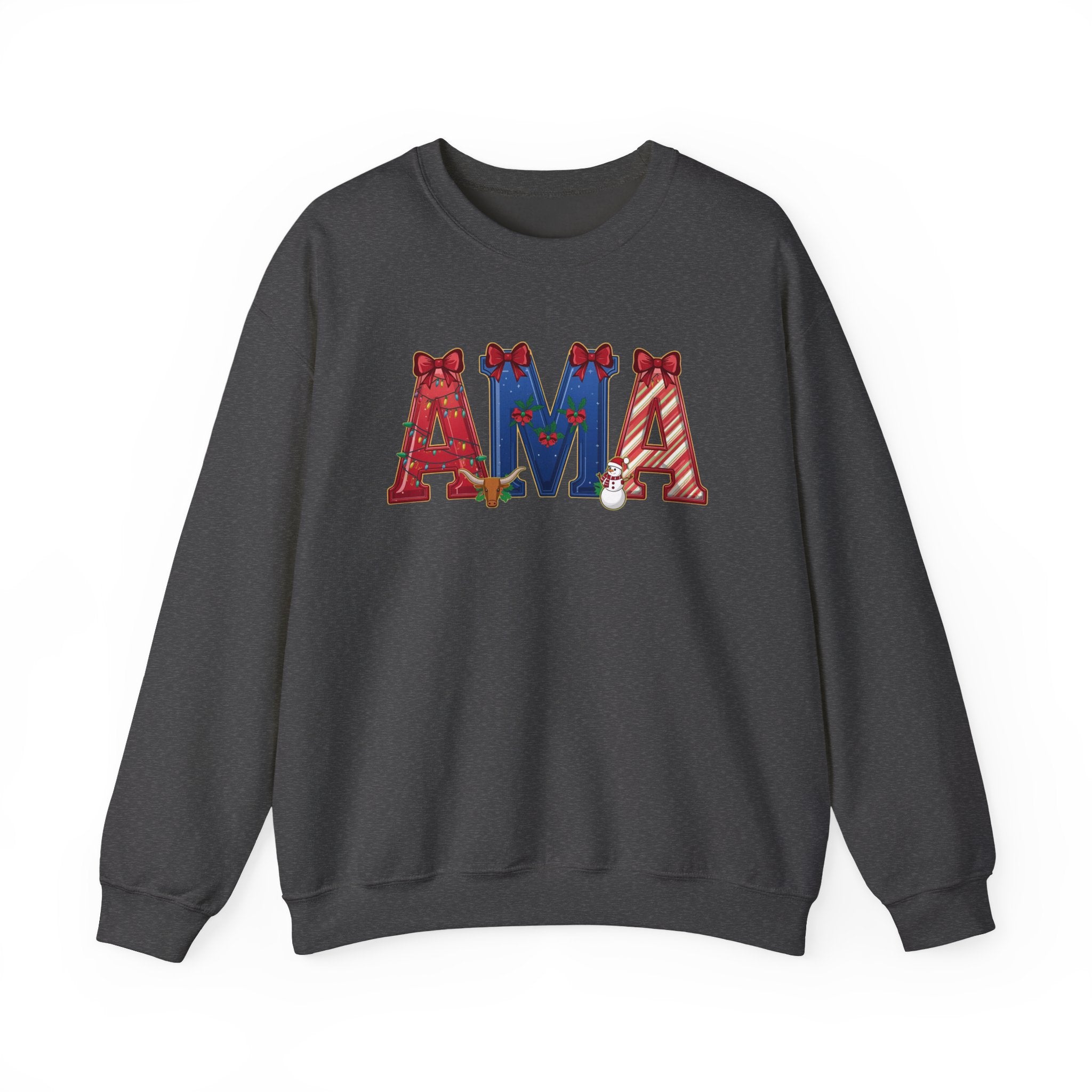 AMA Christmas Sweatshirt – Festive Holiday Airport Code Crewneck | Winter Travel Gift | Gildan 18000