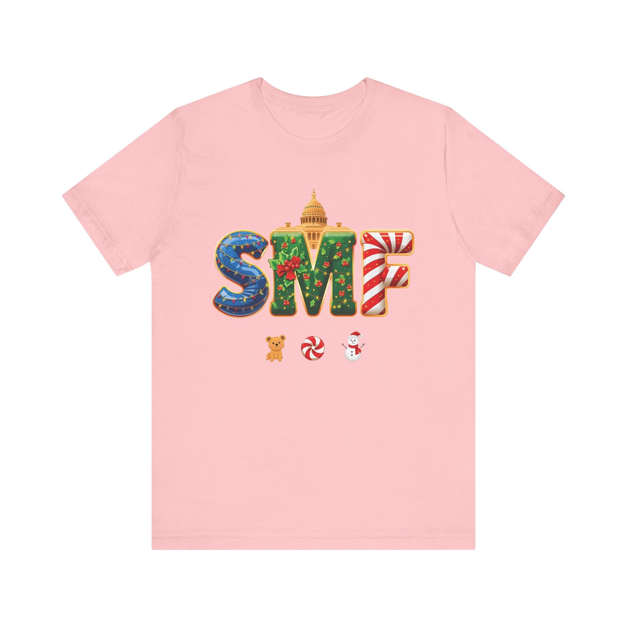 SMF Christmas Shirt – Festive Holiday Letters Tee | Christmas Gift | Bella Canvas 3001