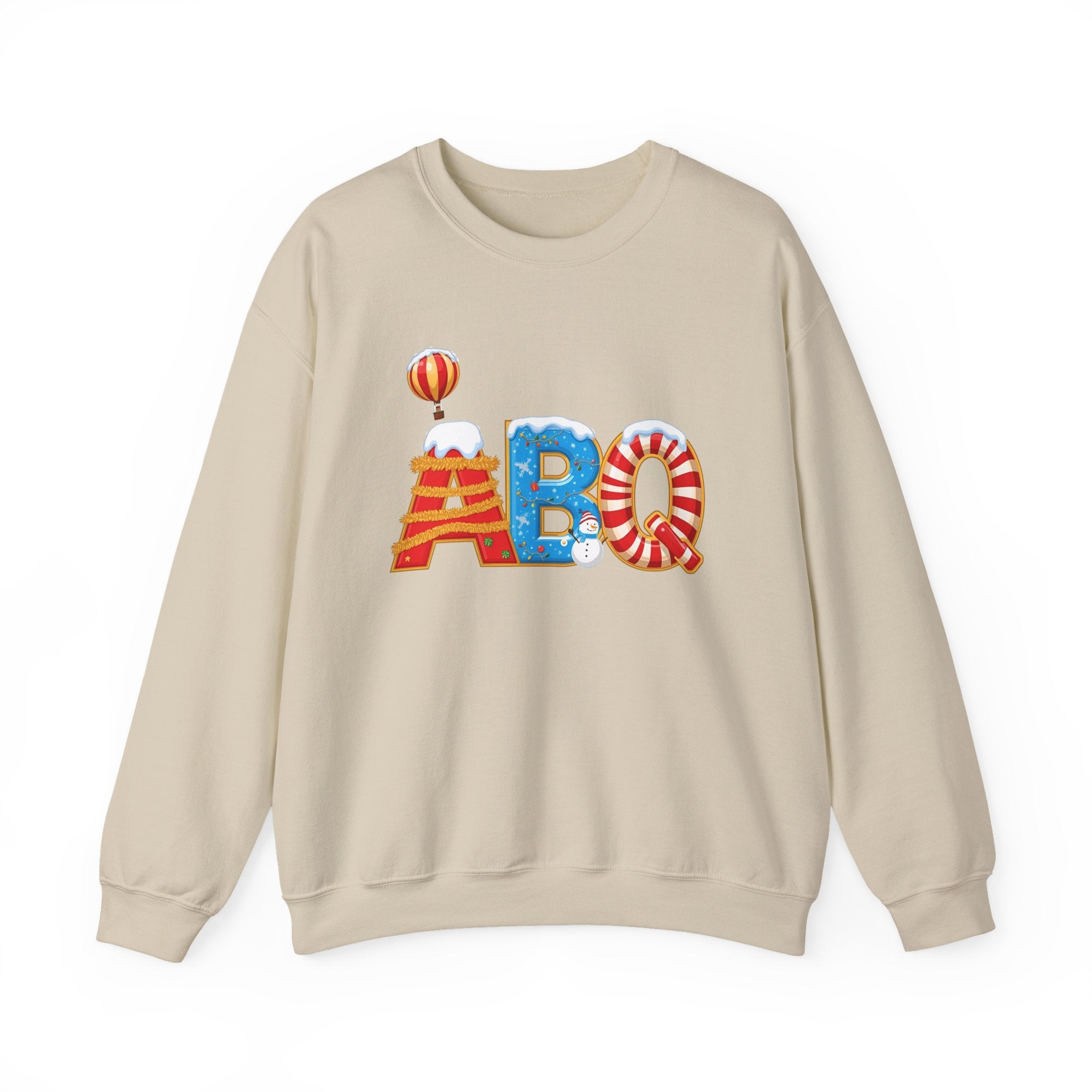ABQ Christmas Sweatshirt – Festive Albuquerque Airport Code Crewneck | Holiday Travel Gift | Gildan 18000