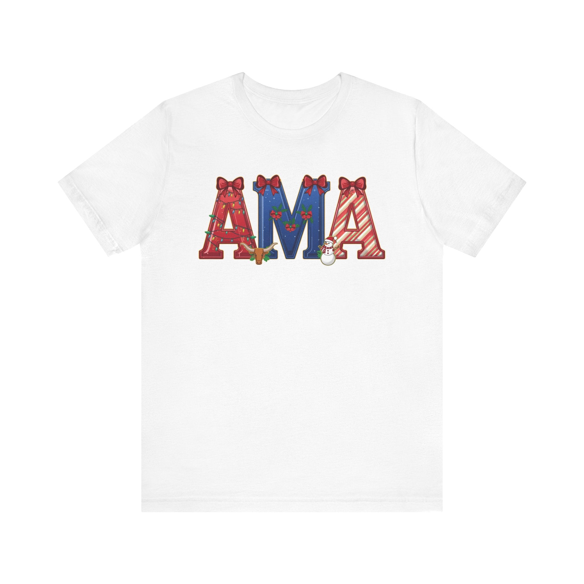 AMA Christmas Shirt – Festive Holiday Letter Art Tee | Christmas Gift | Bella Canvas 3001
