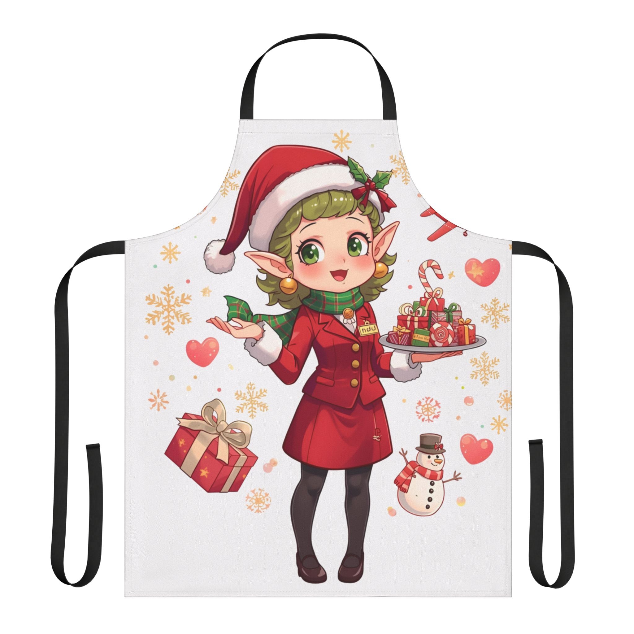 Christmas Elf Apron — Cute Holiday Baking Apron with Candy Canes & Gifts