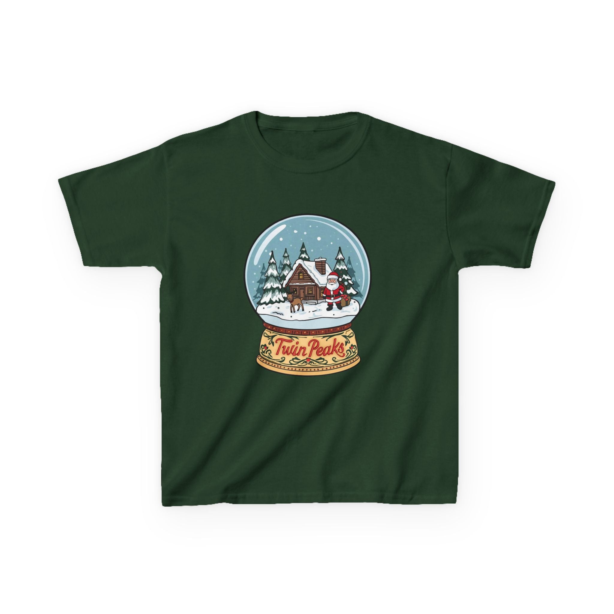 Twin Peaks Christmas Shirt – Snow Globe Santa & Cabin Scene Tee | Mountain Town Christmas Gift | Gildan 5000B