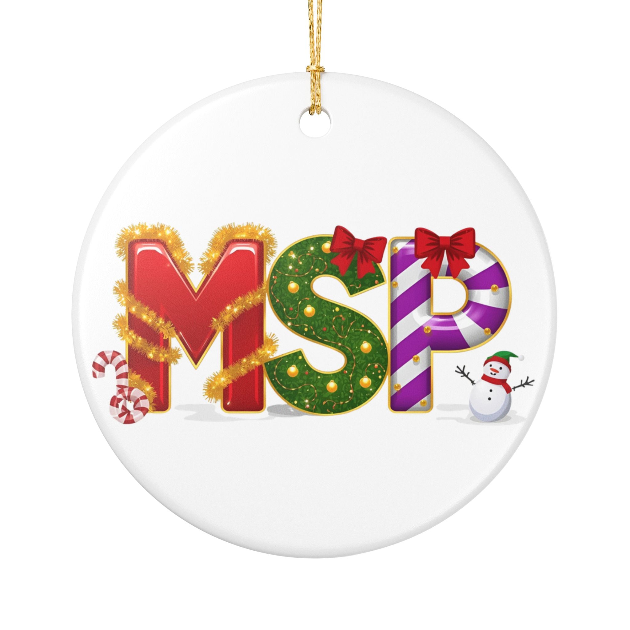 MSP Christmas Ornament – Festive Holiday Airport Art | Holiday Travel Gift | Ceramic Ornament