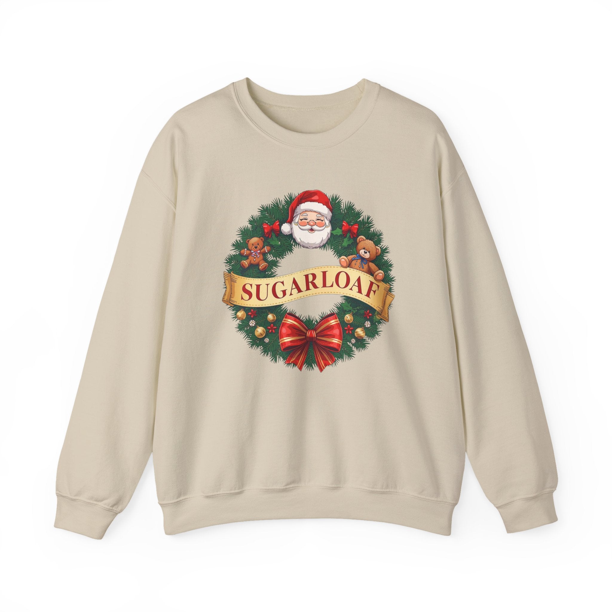 Sugarloaf Christmas Shirt – Santa & Teddy Bear Wreath Tee | Mountain Town Christmas Gift | Gildan 18000