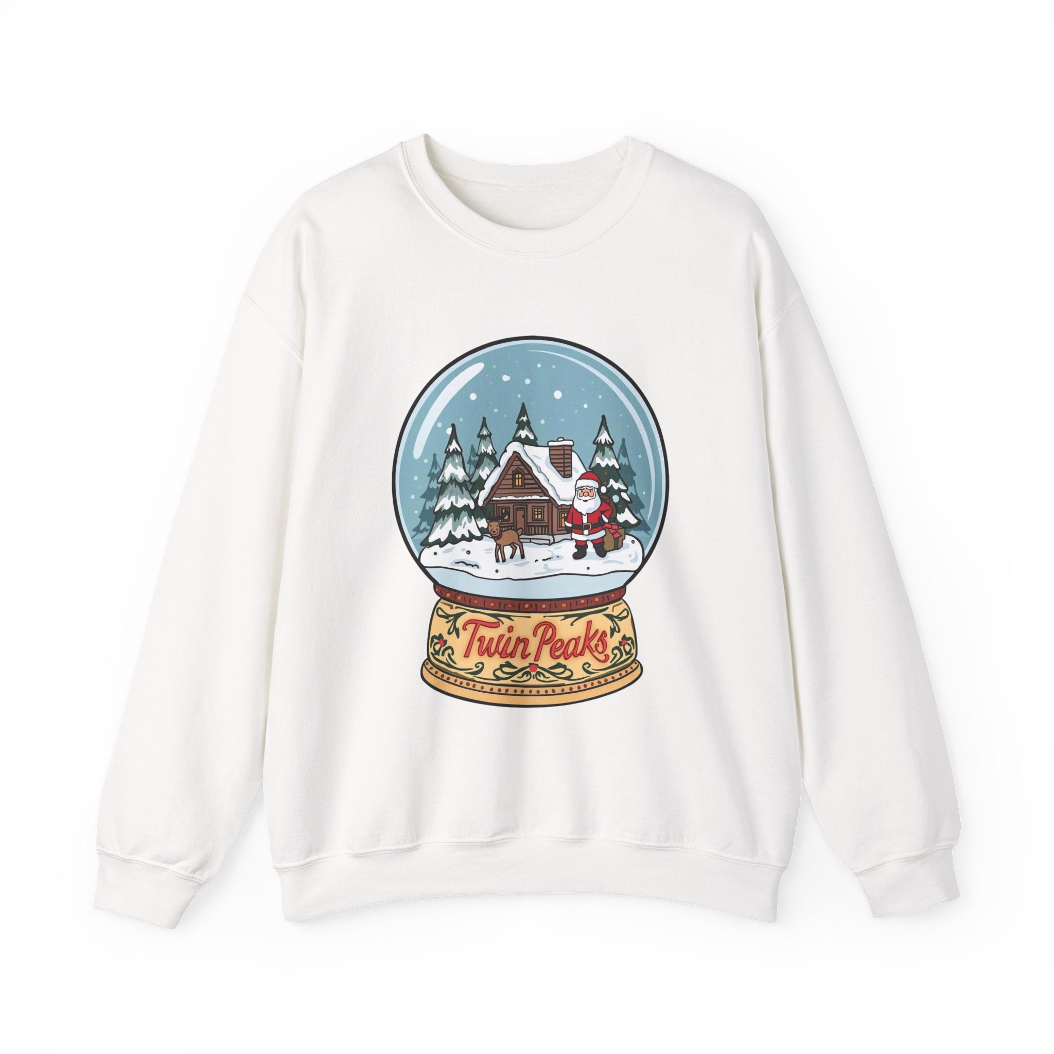 Twin Peaks Christmas Shirt – Snow Globe Santa & Cabin Scene Tee | Mountain Town Christmas Gift | Gildan 18000