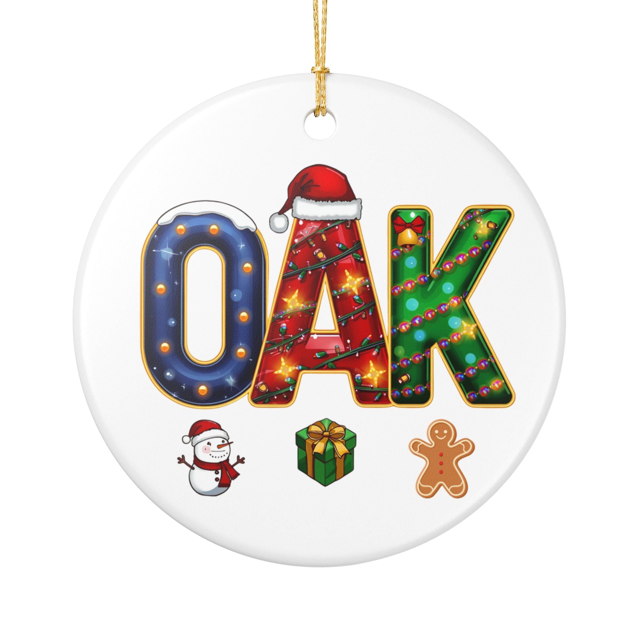 OAK Christmas Ornament – Festive Holiday Airport Art | Holiday Travel Gift | Ceramic Ornament