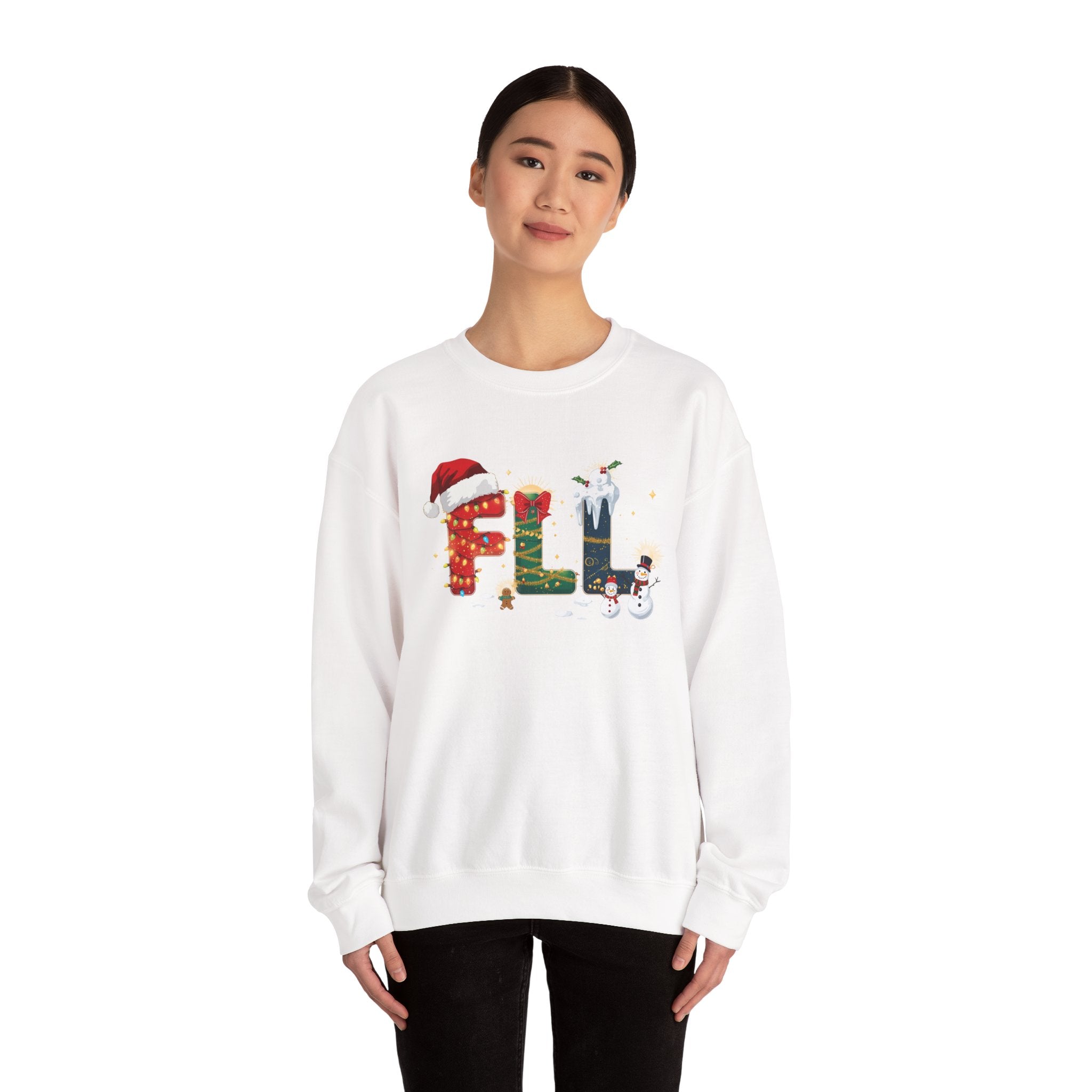 FLL Christmas Sweatshirt – Festive Holiday Letter Art Tee | Christmas Gift | Gildan 18000