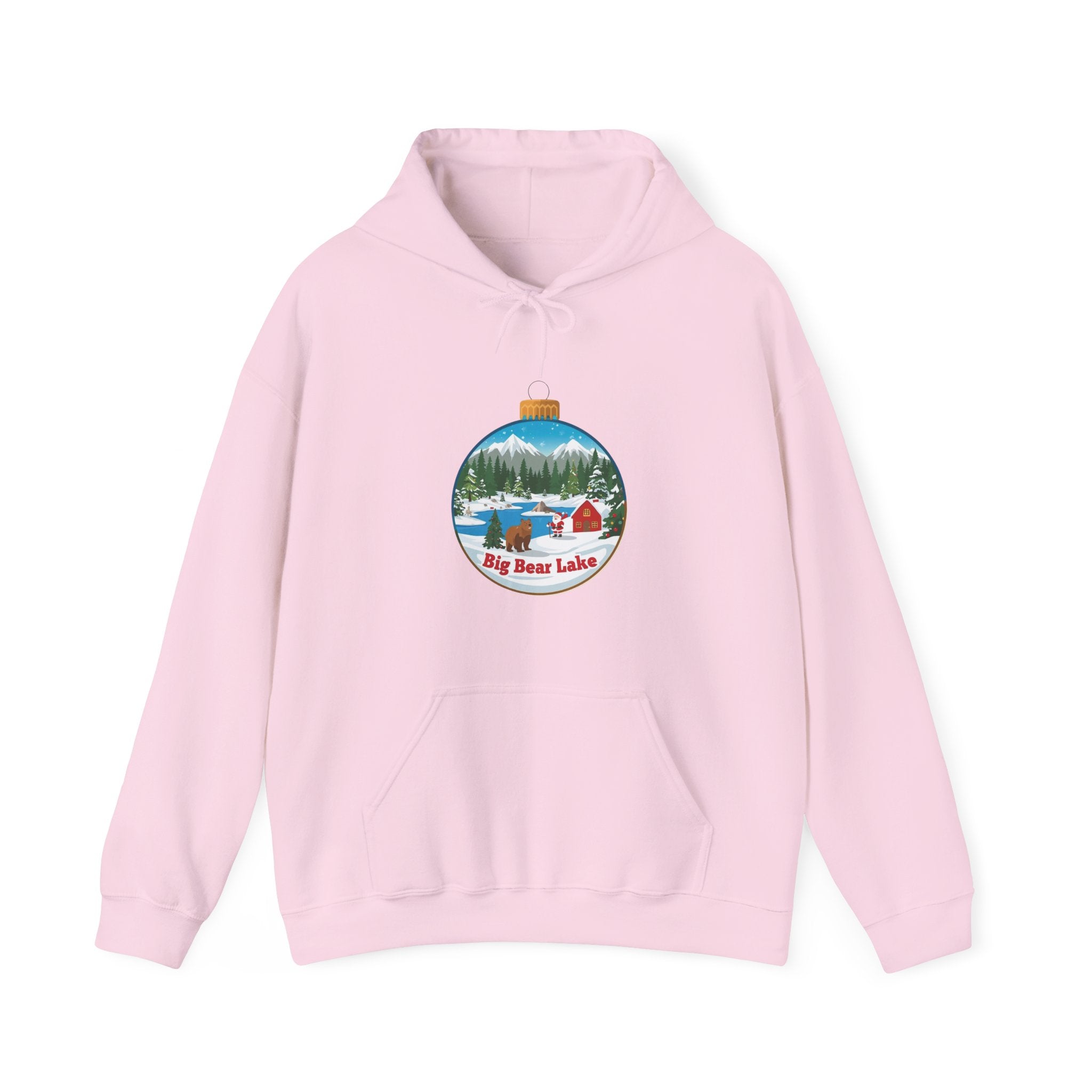 Big Bear Lake Christmas Hoodie – Santa Winter Ornament Cabin Pullover | Cute Mountain Holiday Hoodie | Santa & Bear Gift Hoodie | Gildan 18500