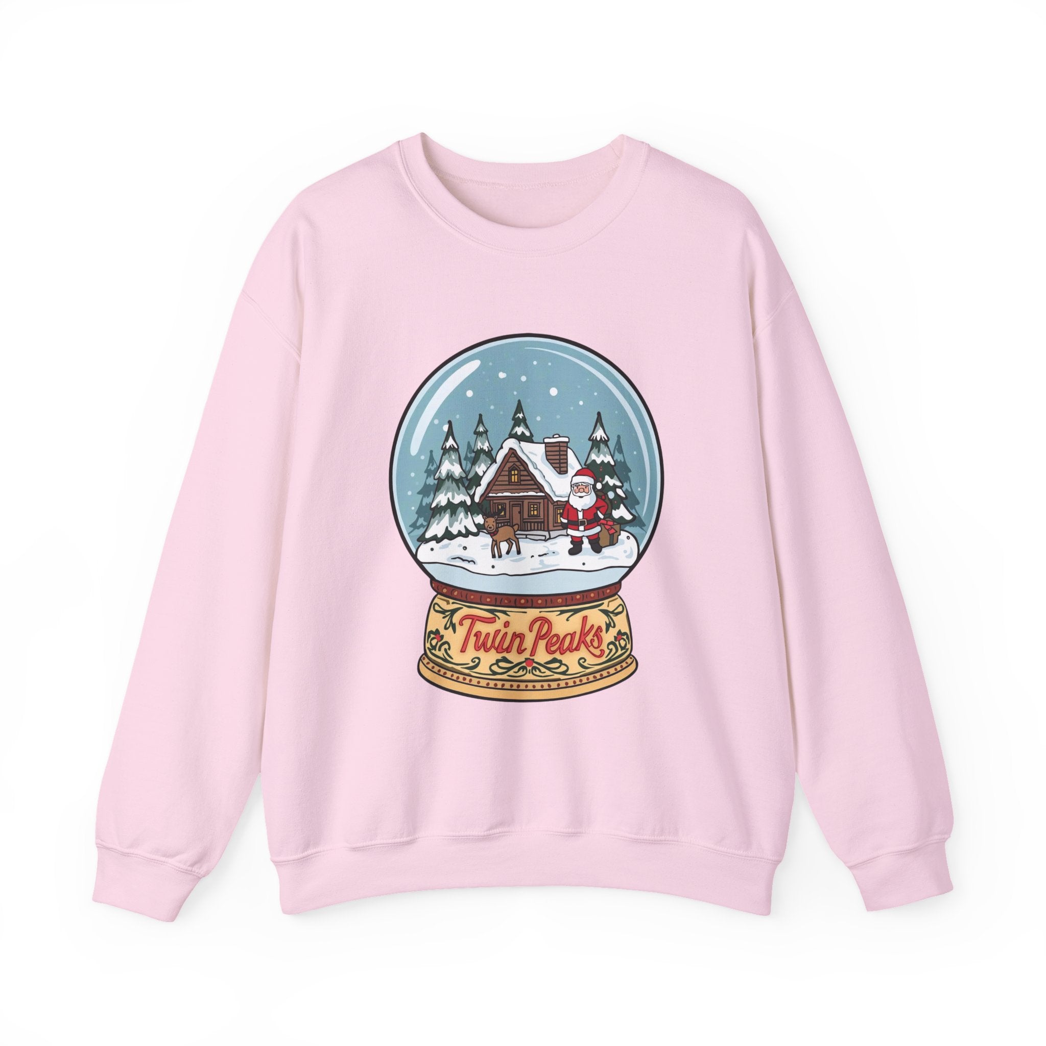 Twin Peaks Christmas Shirt – Snow Globe Santa & Cabin Scene Tee | Mountain Town Christmas Gift | Gildan 18000