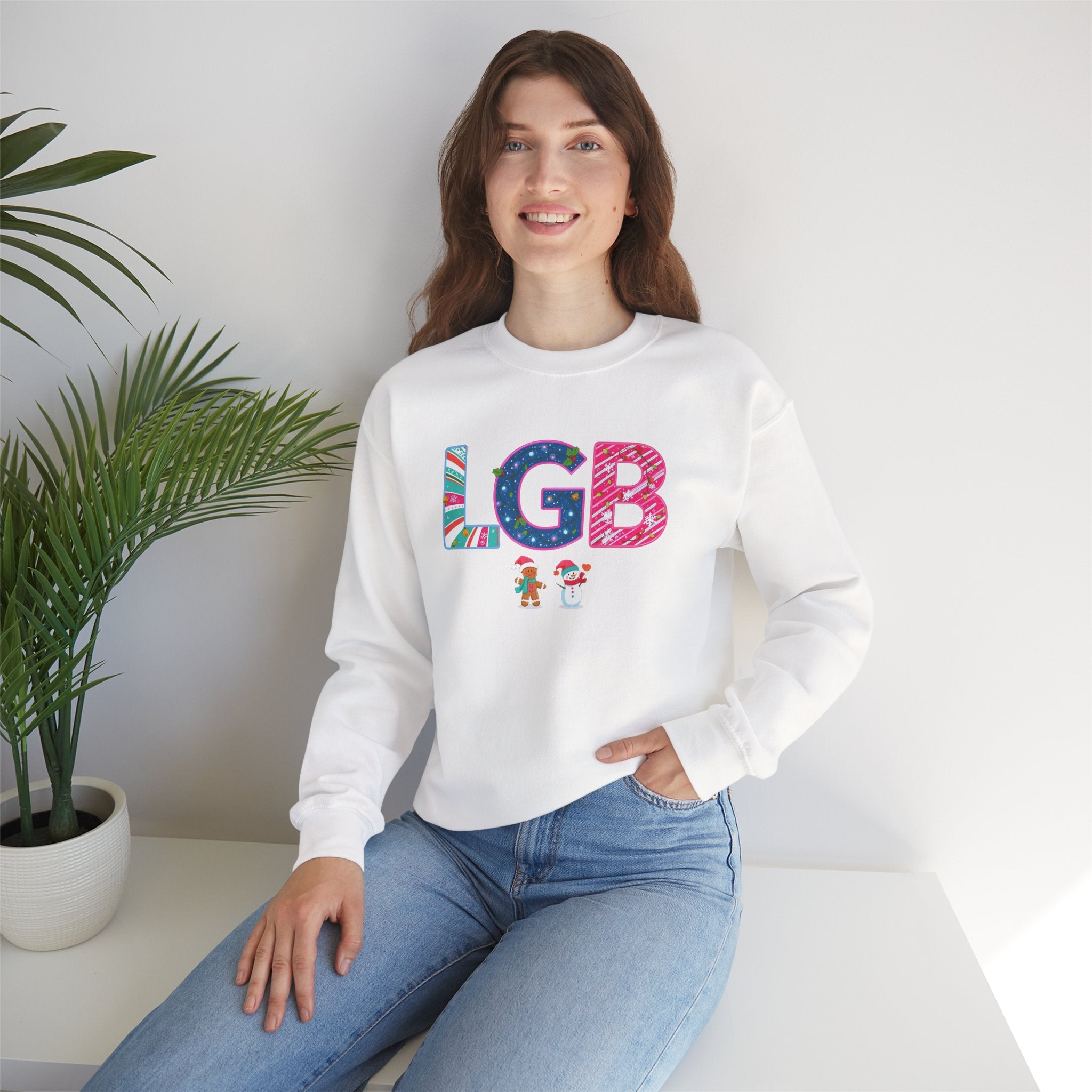 LGB Christmas Sweatshirt – Festive Holiday Letter Art Tee | Christmas Gift | Gildan 18000