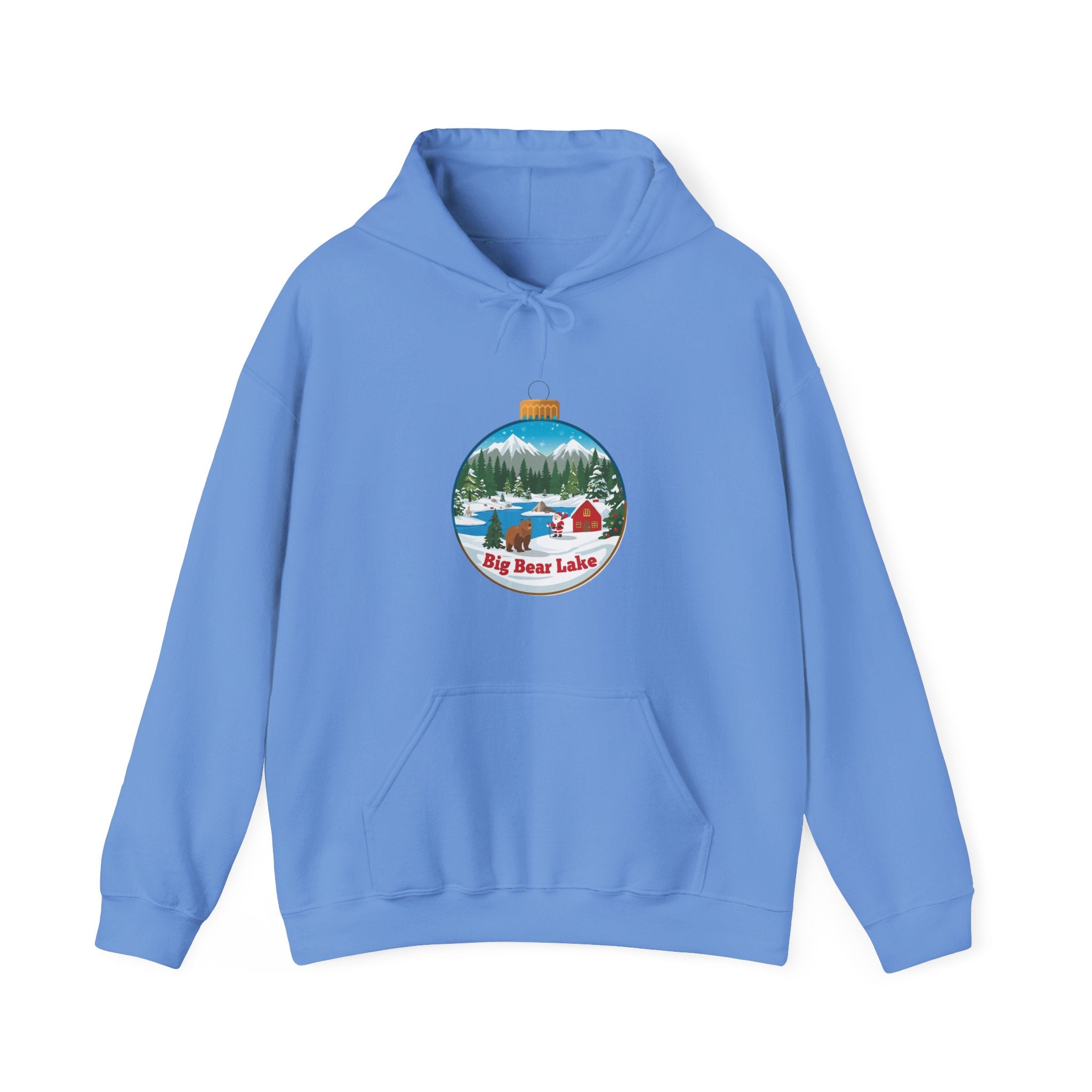 Big Bear Lake Christmas Hoodie – Santa Winter Ornament Cabin Pullover | Cute Mountain Holiday Hoodie | Santa & Bear Gift Hoodie | Gildan 18500