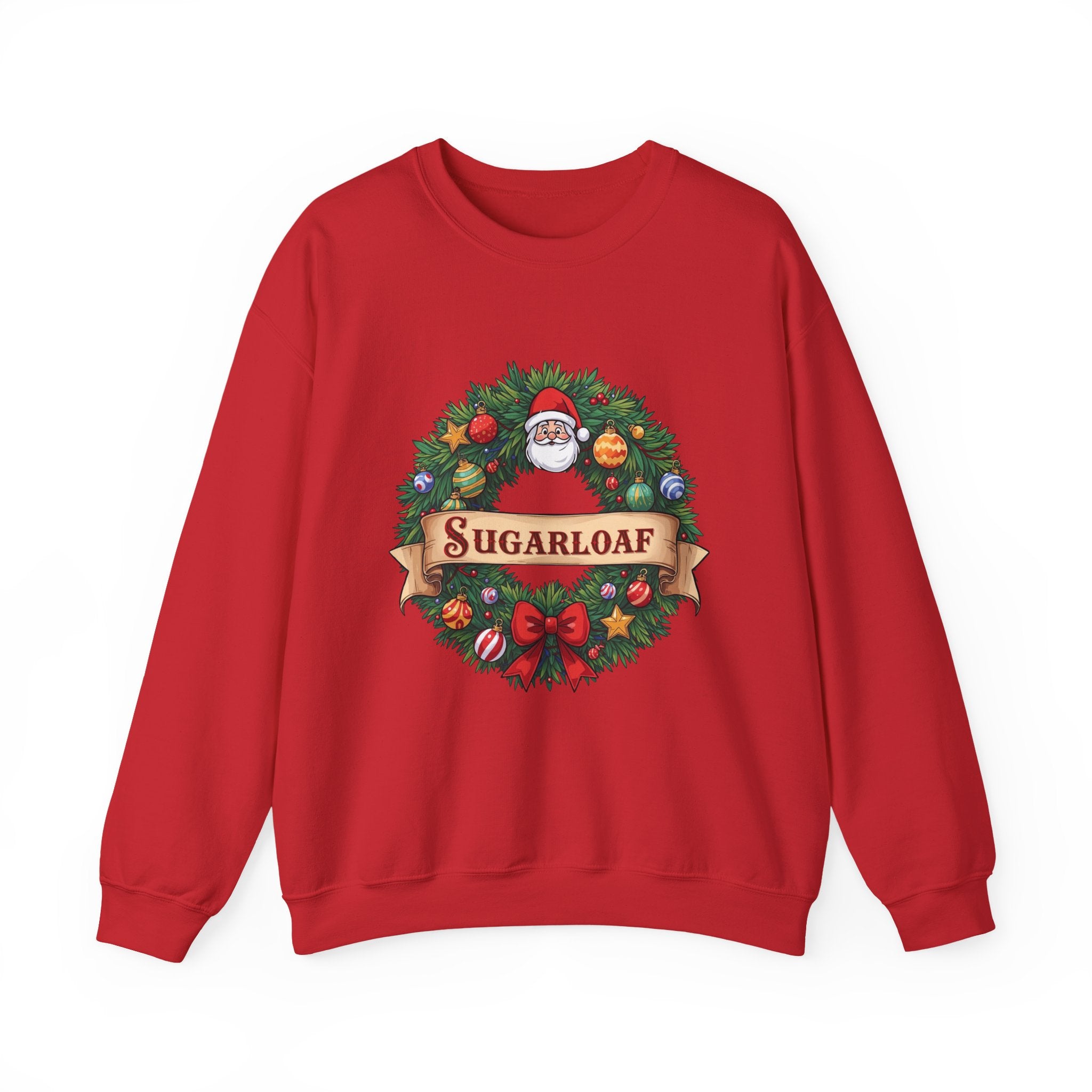 Sugarloaf Christmas Shirt – Festive Santa Wreath & Ornaments Tee | Mountain Town Christmas Gift | Gildan 18000