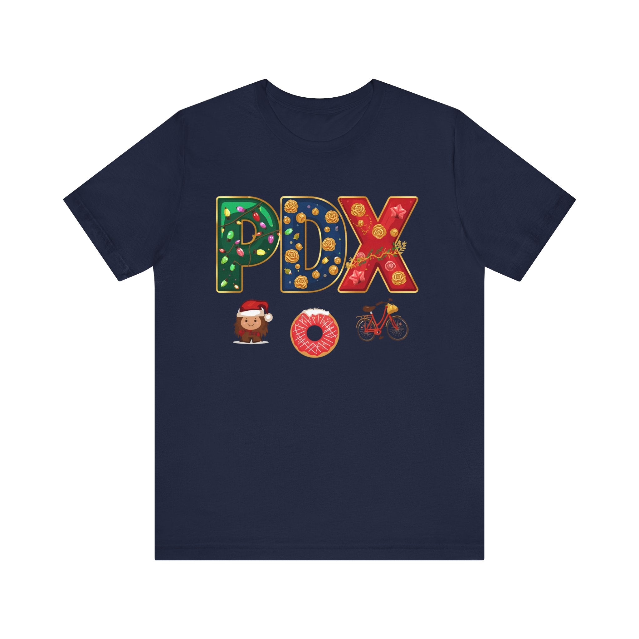 PDX Christmas Shirt – Portland Holiday Airport Code Tee | Festive Oregon Gift | Bella Canvas 3001