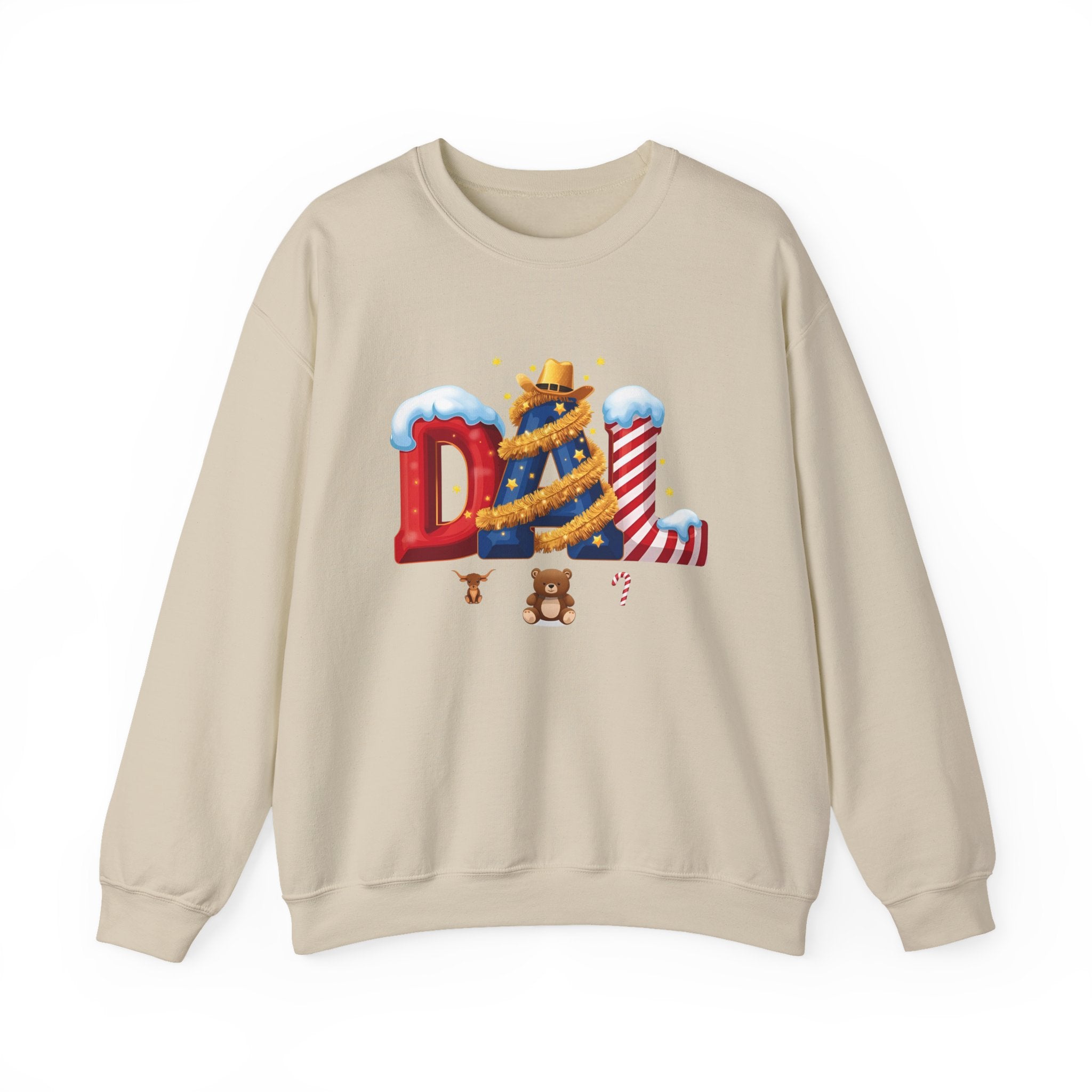 DAL Christmas Sweatshirt – Festive Holiday Letter Art Tee | Christmas Gift | Gildan 18000