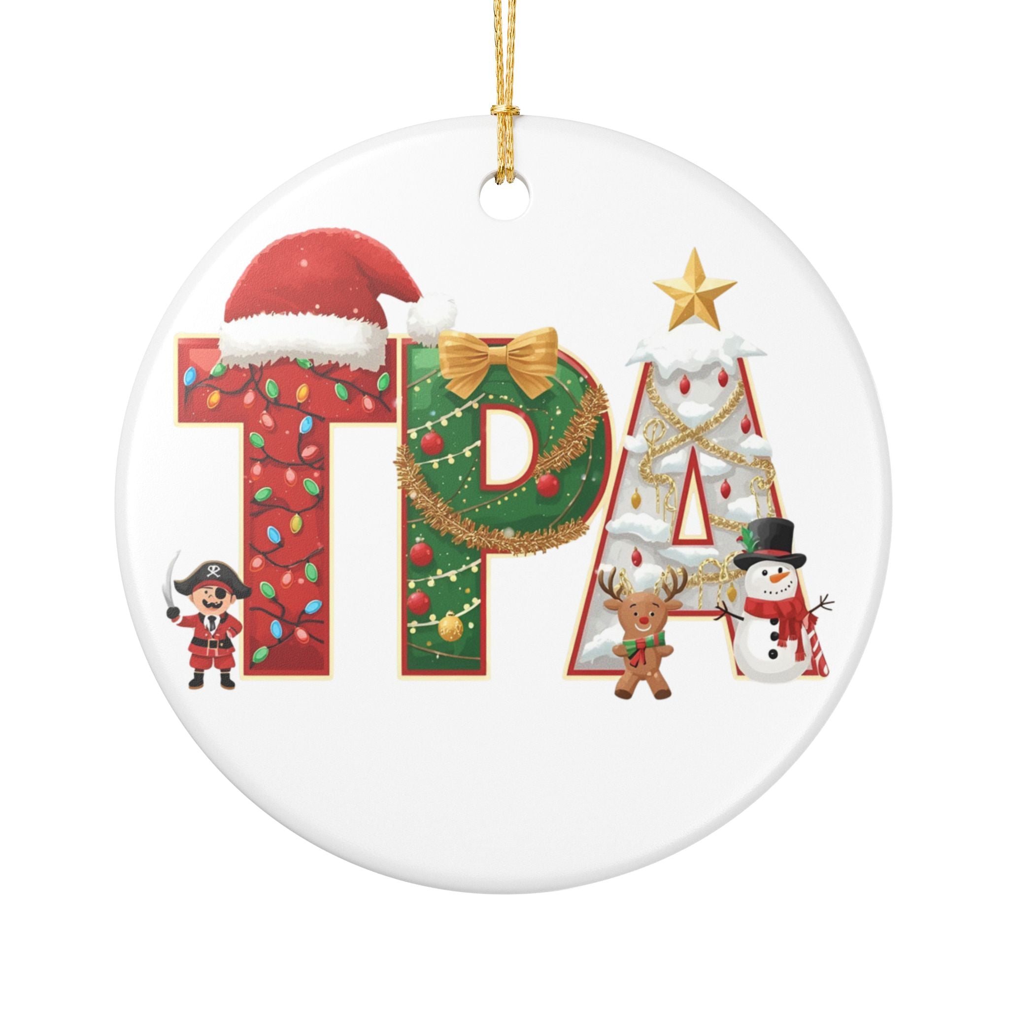 TPA Christmas Ornament – Festive Holiday Airport Art | Holiday Travel Gift | Ceramic Ornament