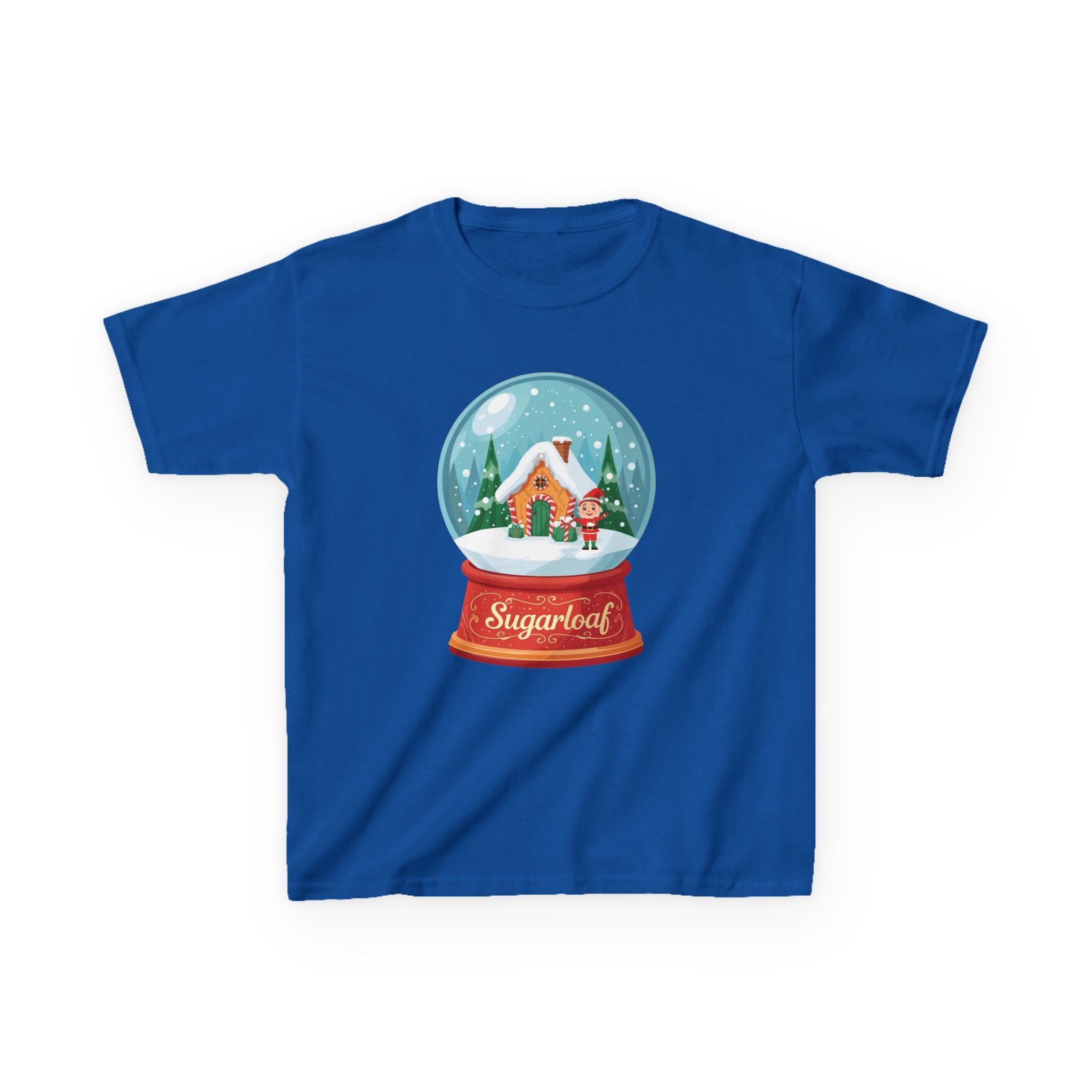 Sugarloaf Christmas Shirt – Snow Globe Elf & Candy Cottage Scene Tee | Mountain Town Christmas Gift | Gildan 5000B