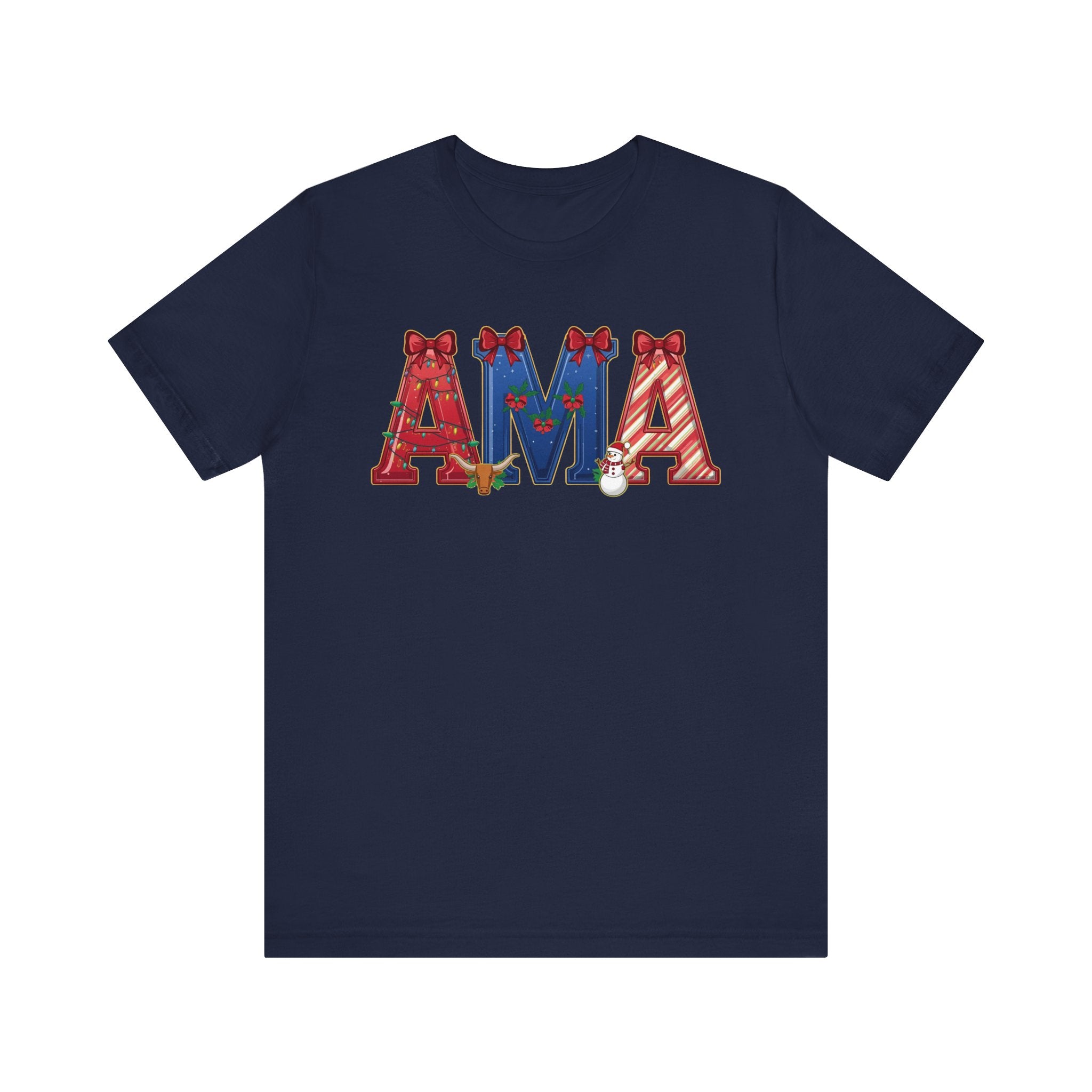 AMA Christmas Shirt – Festive Holiday Letter Art Tee | Christmas Gift | Bella Canvas 3001