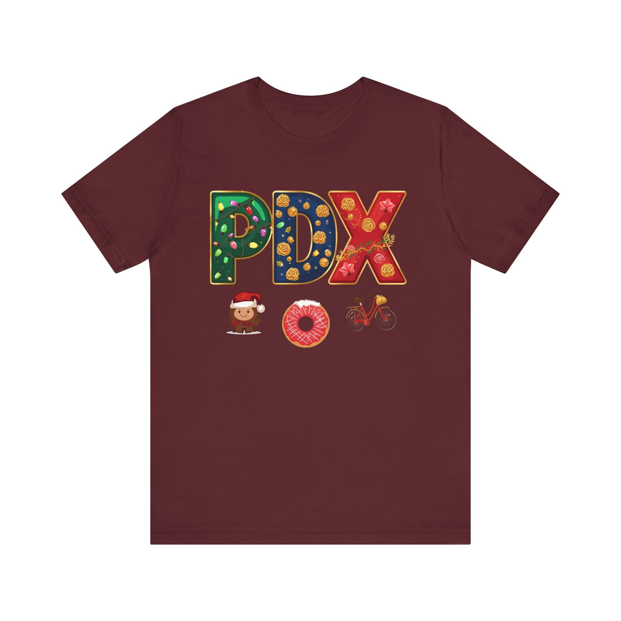PDX Christmas Shirt – Portland Holiday Airport Code Tee | Festive Oregon Gift | Bella Canvas 3001