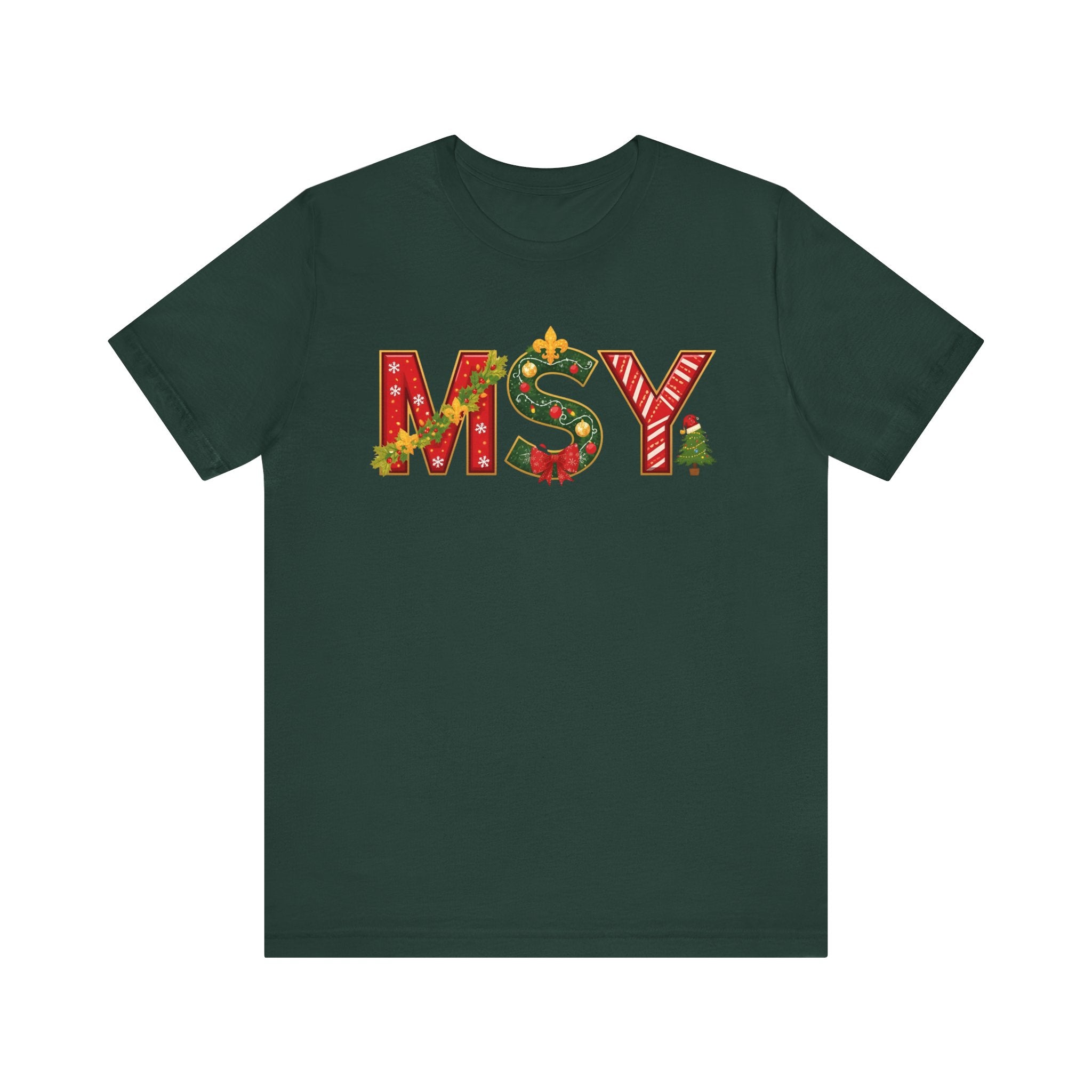 MSY Christmas Shirt – Festive Letter Art Tee | Christmas Gift | Bella Canvas 3001
