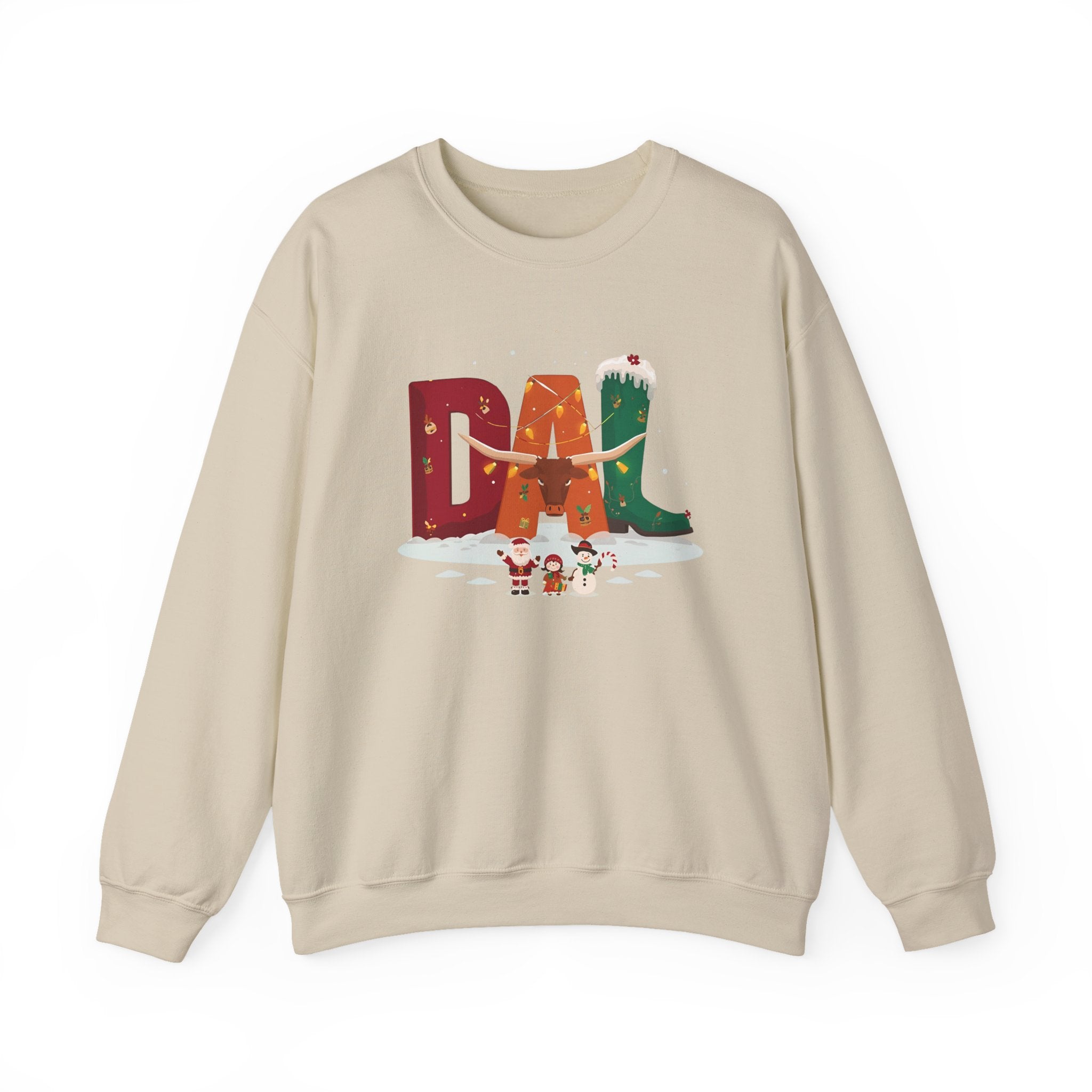 DAL Christmas Sweatshirt – Festive Holiday Letter Art Tee | Christmas Gift | Gildan 18000
