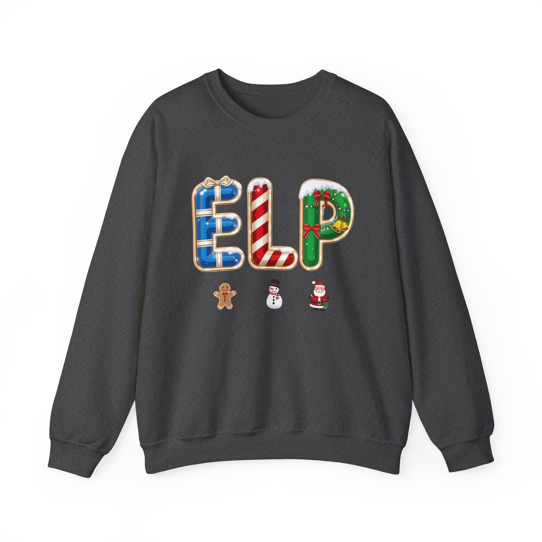 ELP Christmas Sweatshirt – Festive Holiday Letter Art Tee | Christmas Gift | Gildan 18000