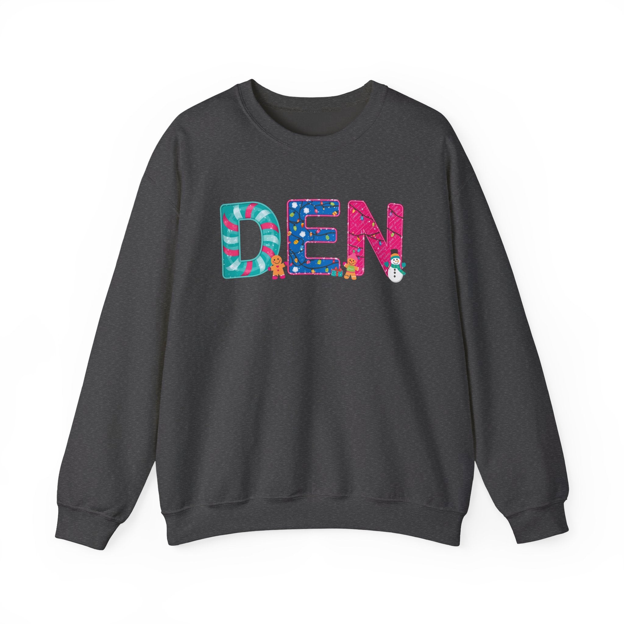 DEN Christmas Sweatshirt – Festive Holiday Letter Art Tee | Christmas Gift | Gildan 18000