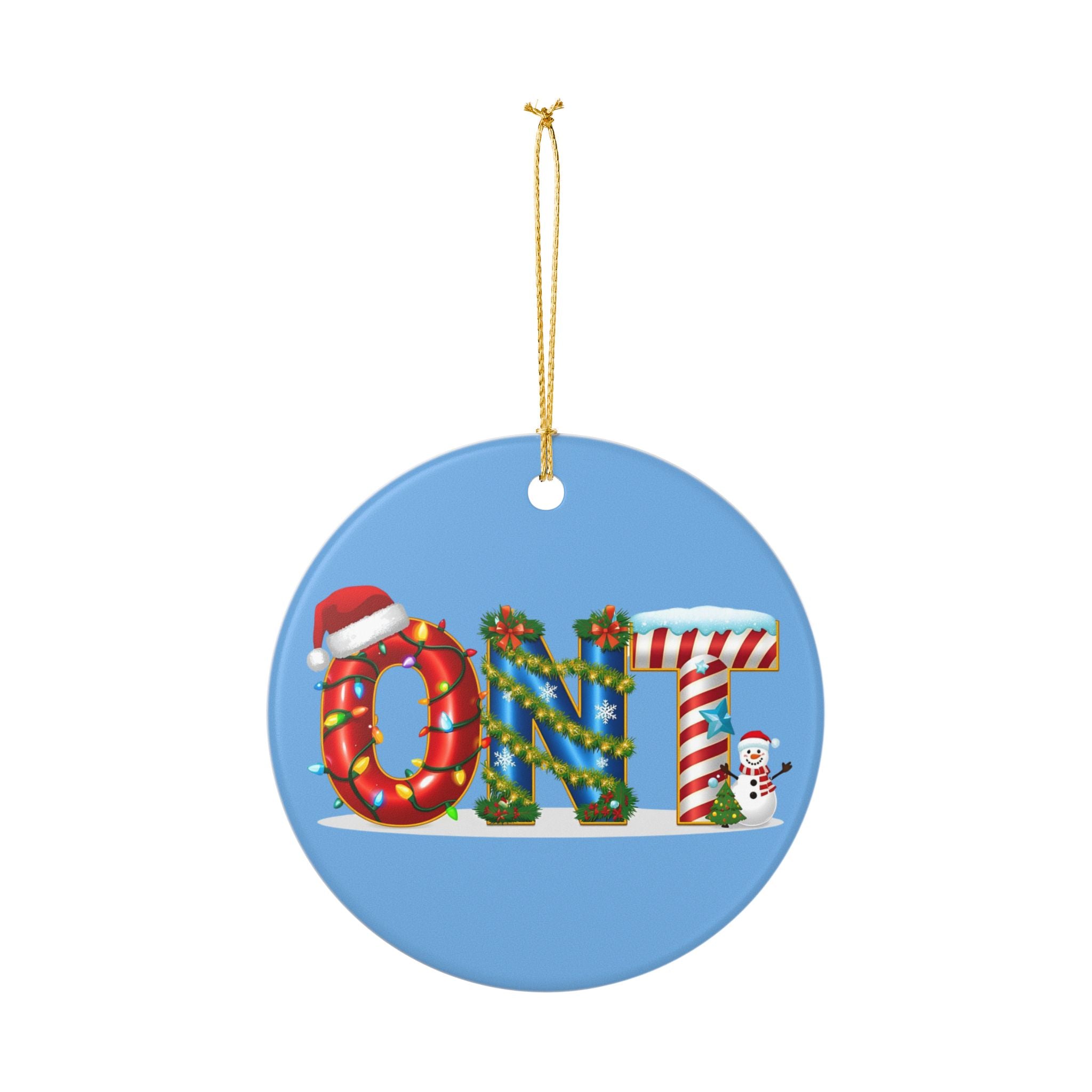 ONT Christmas Ornament – Festive Holiday Airport Art | Holiday Travel Gift | Ceramic Ornament