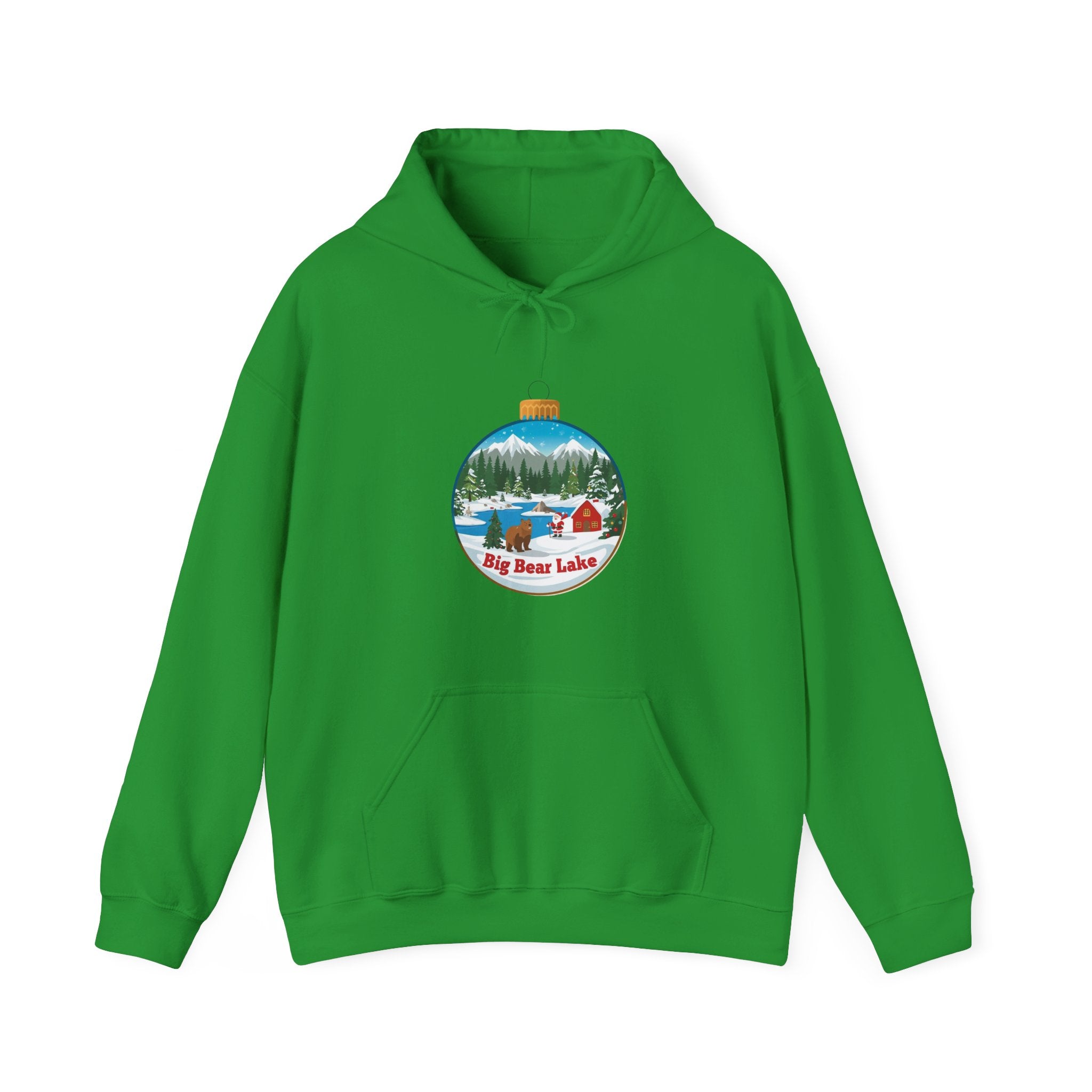 Big Bear Lake Christmas Hoodie – Santa Winter Ornament Cabin Pullover | Cute Mountain Holiday Hoodie | Santa & Bear Gift Hoodie | Gildan 18500