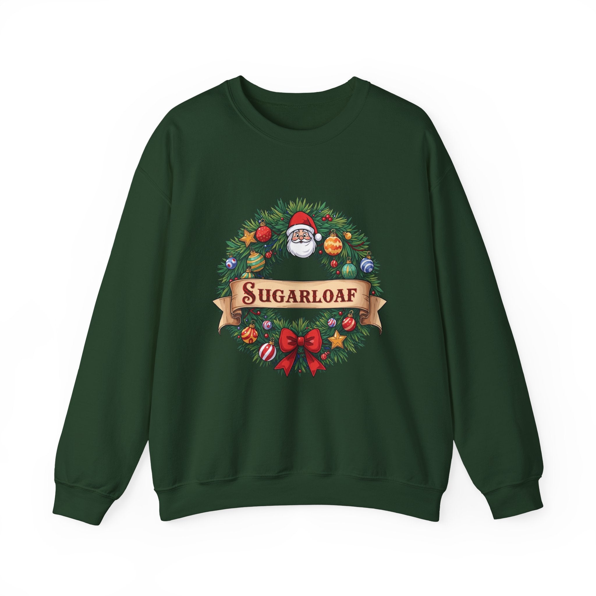 Sugarloaf Christmas Shirt – Festive Santa Wreath & Ornaments Tee | Mountain Town Christmas Gift | Gildan 18000