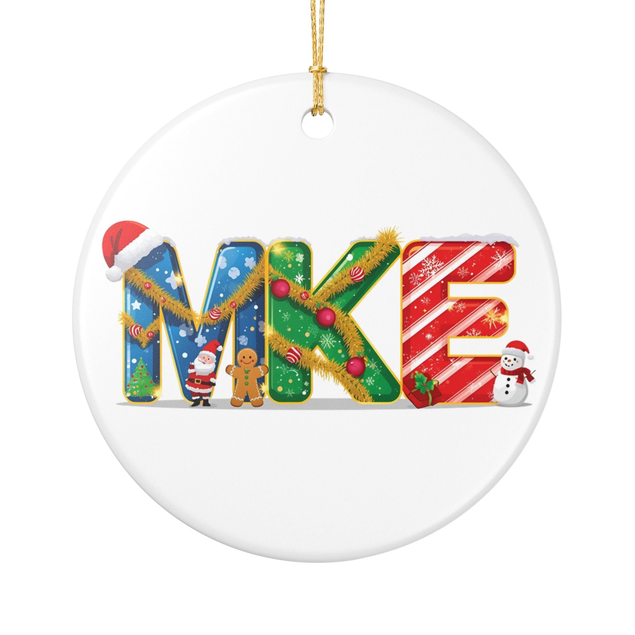 MKE Christmas Ornament – Festive Holiday Airport Art | Holiday Travel Gift | Ceramic Ornament