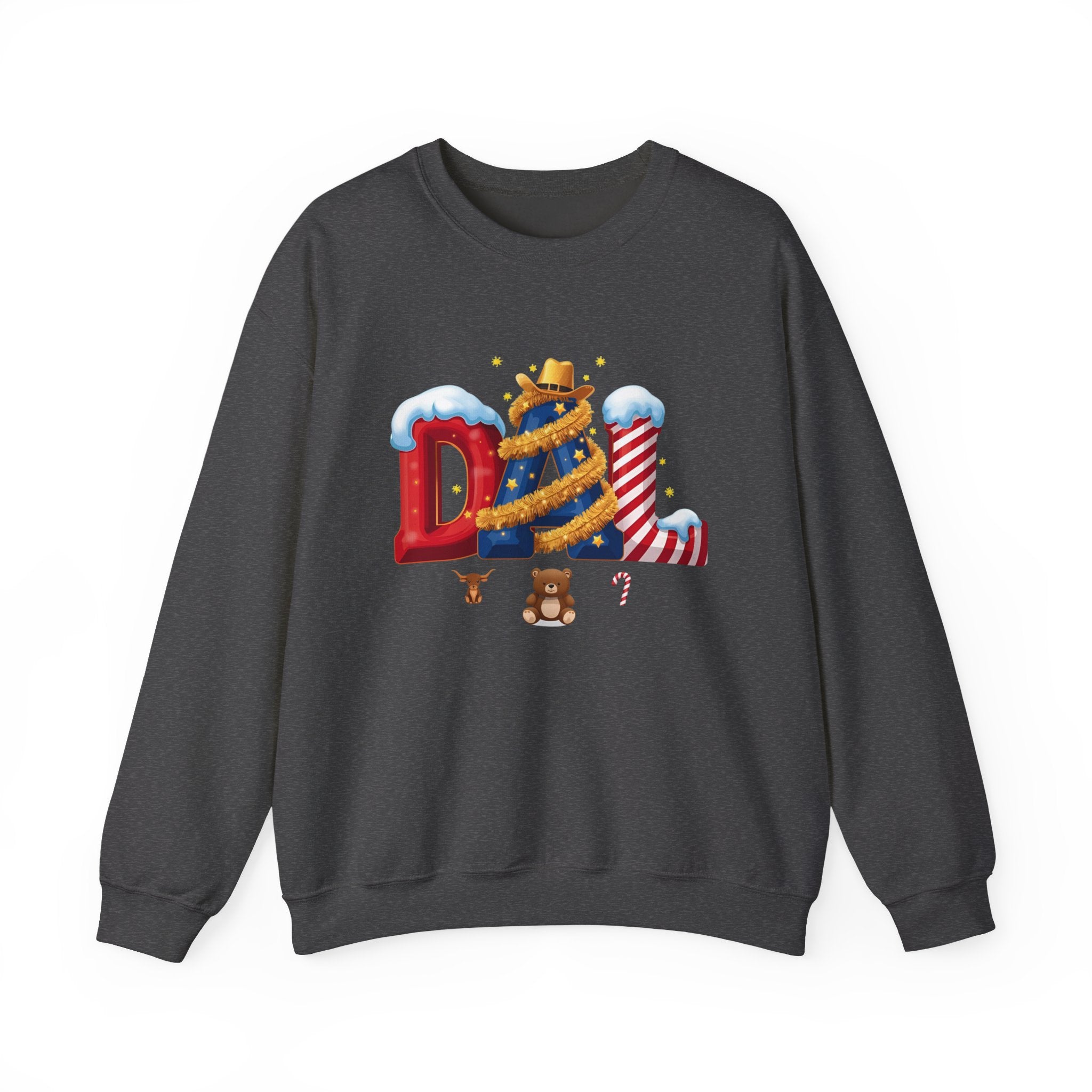 DAL Christmas Sweatshirt – Festive Holiday Letter Art Tee | Christmas Gift | Gildan 18000