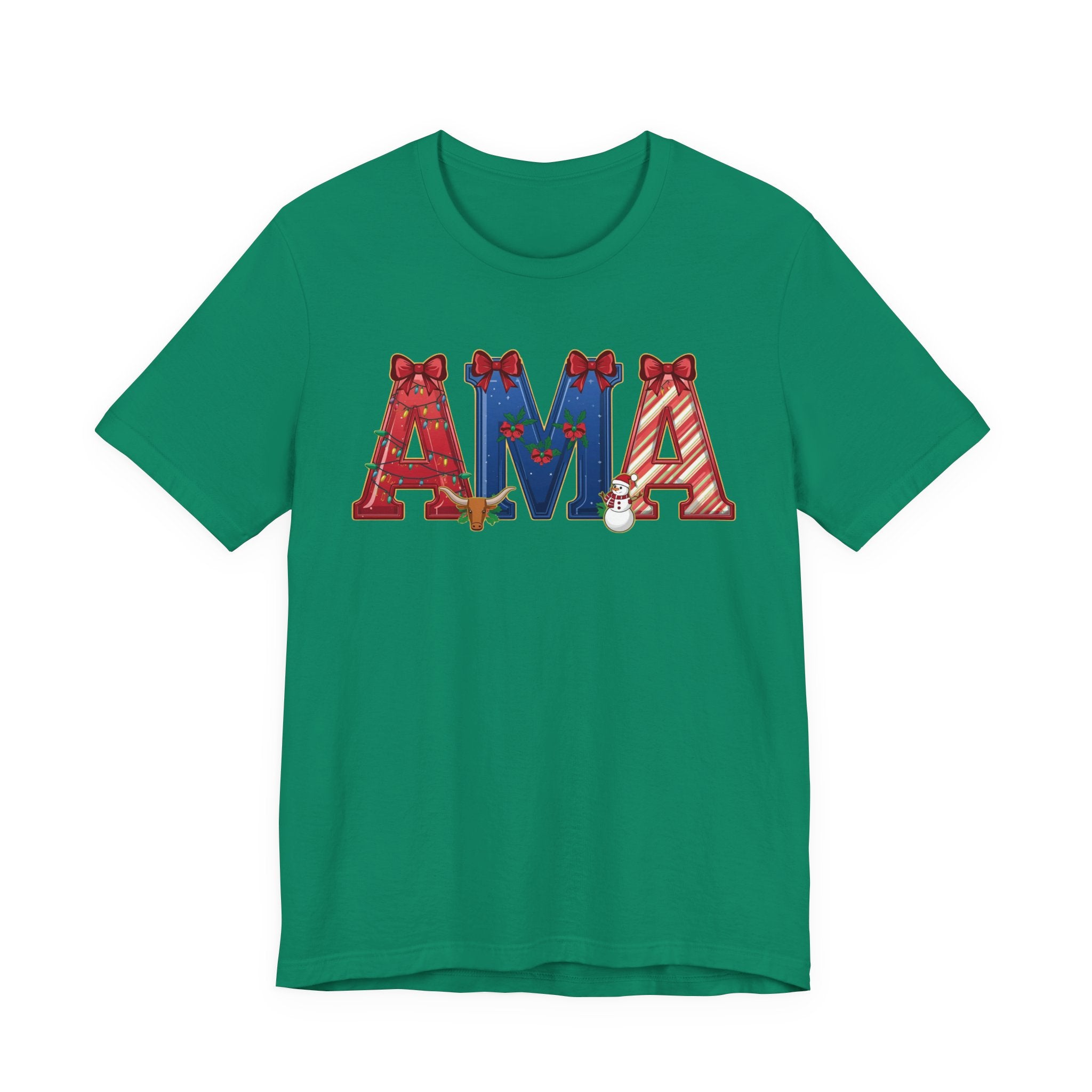 AMA Christmas Shirt – Festive Holiday Letter Art Tee | Christmas Gift | Bella Canvas 3001