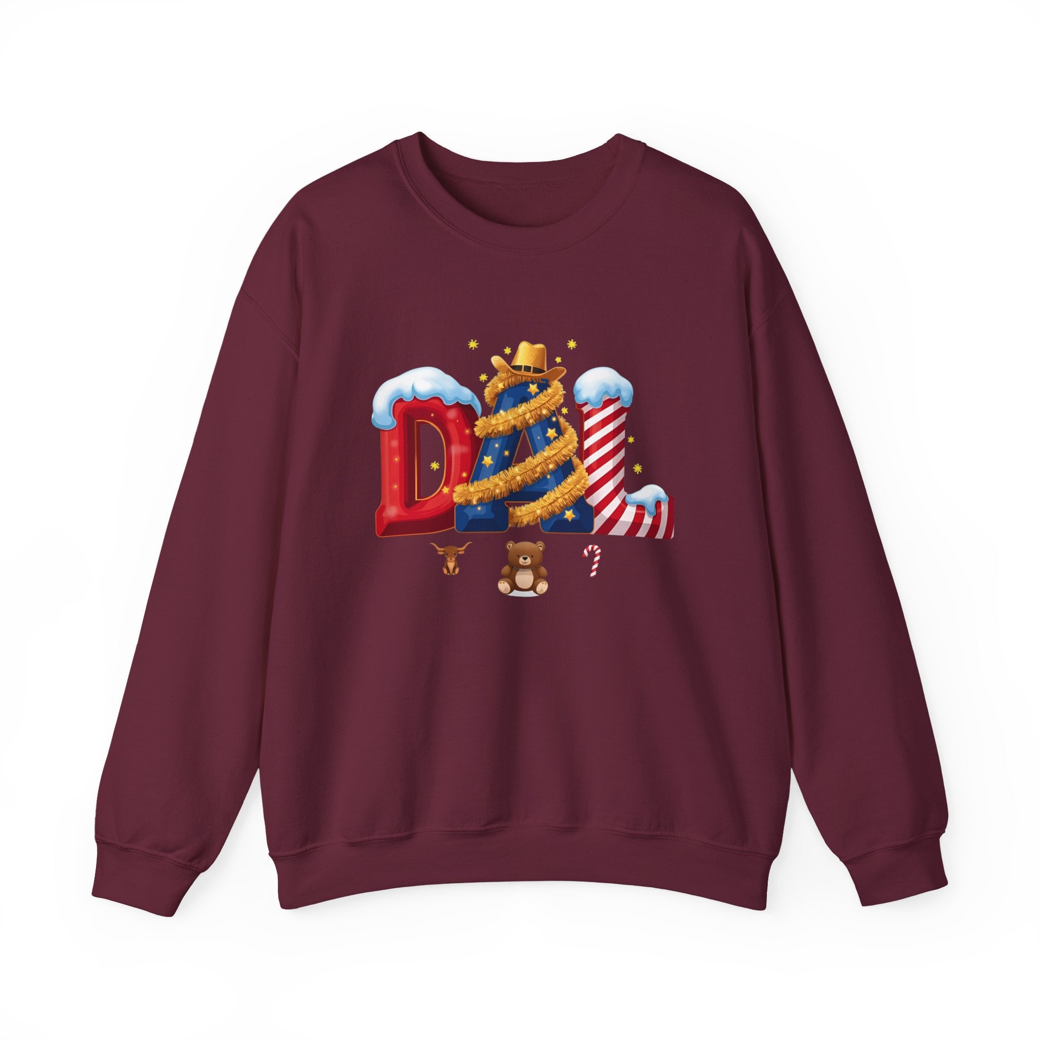 DAL Christmas Sweatshirt – Festive Holiday Letter Art Tee | Christmas Gift | Gildan 18000