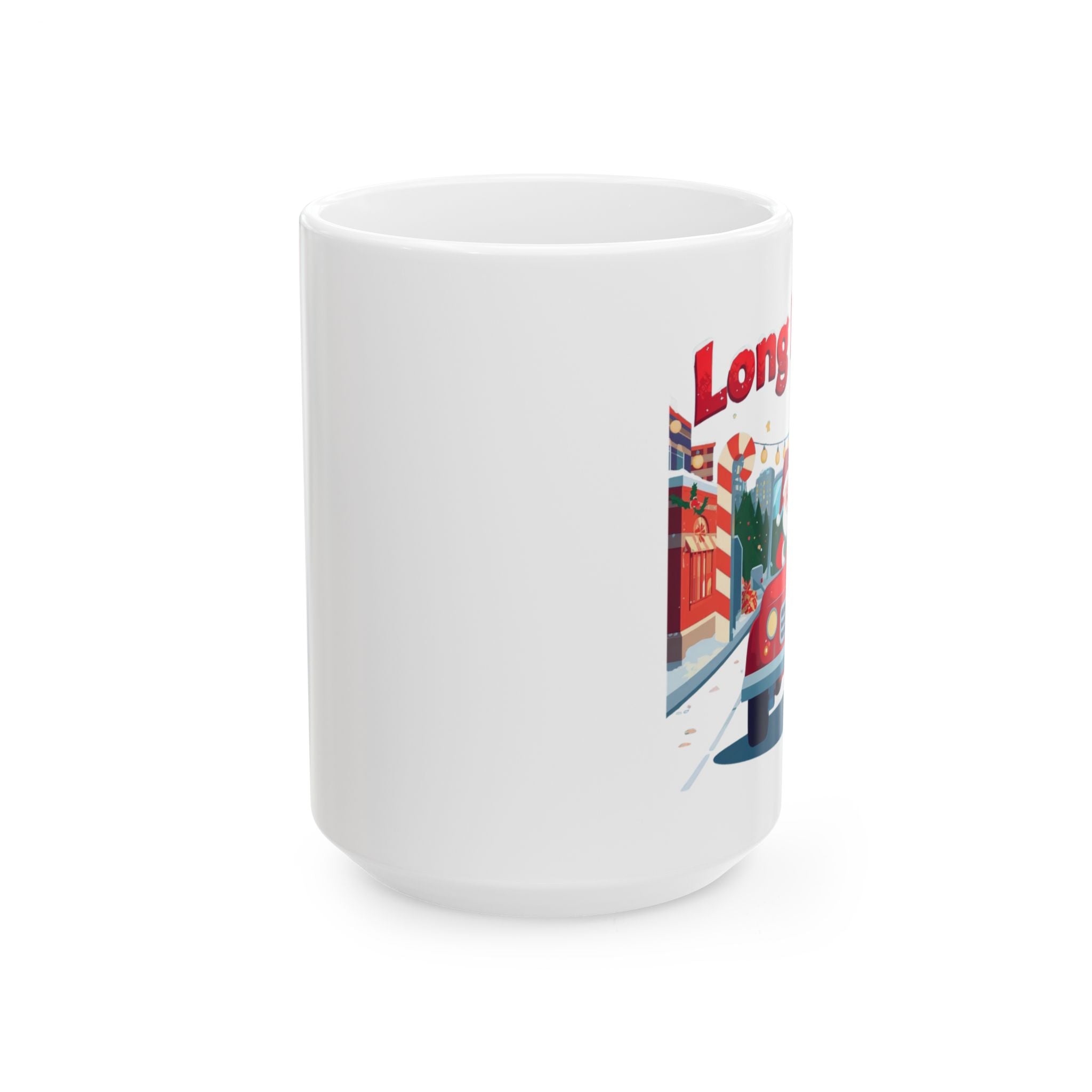 Long Beach Christmas Santa Car Mug – Cute Holiday Coffee Cup | Santa Driving Design | California Christmas Gift (11oz/15oz)