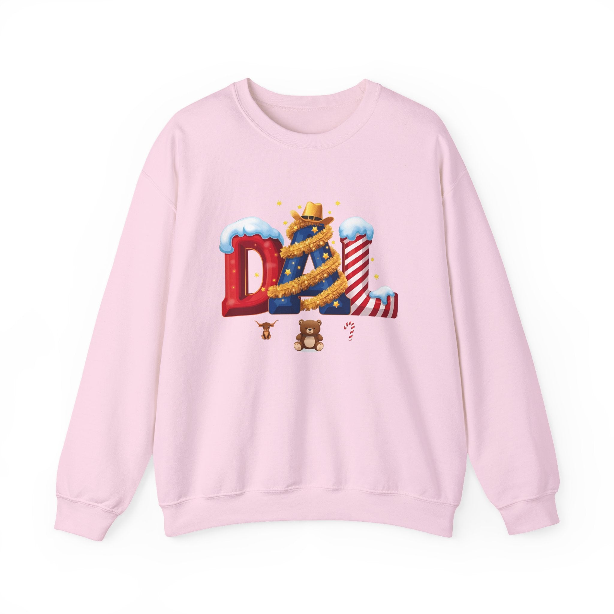 DAL Christmas Sweatshirt – Festive Holiday Letter Art Tee | Christmas Gift | Gildan 18000