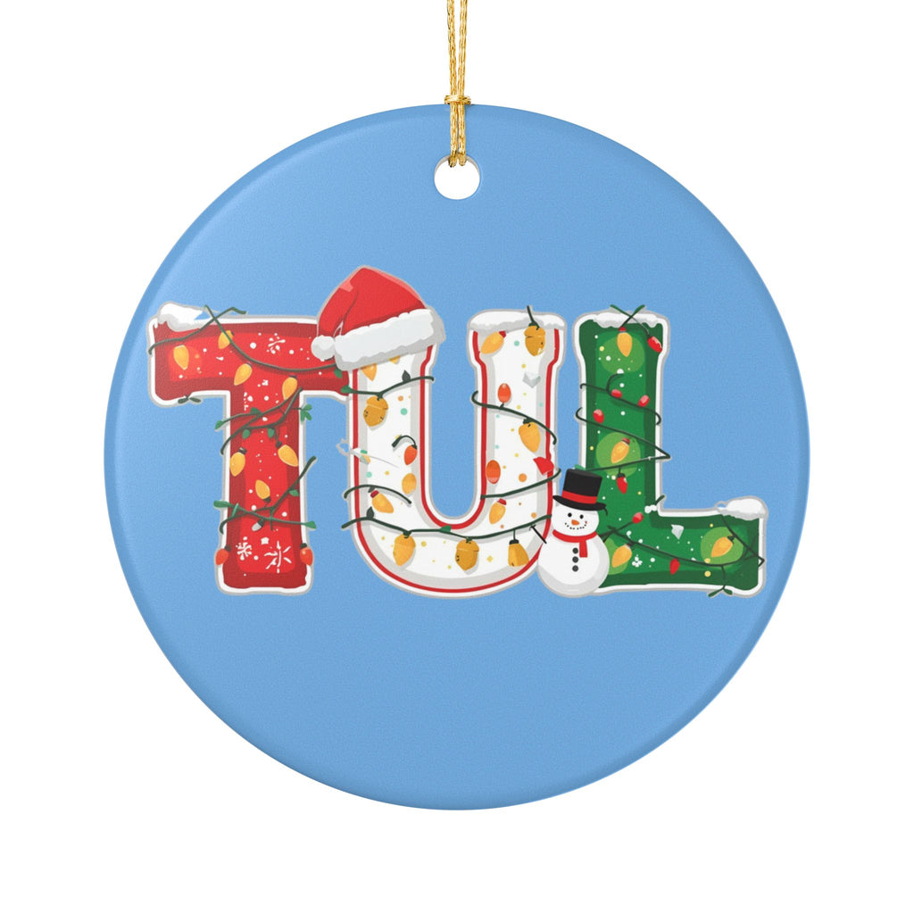 TUL Christmas Ornament – Festive Holiday Airport Art | Holiday Travel Gift | Ceramic Ornament