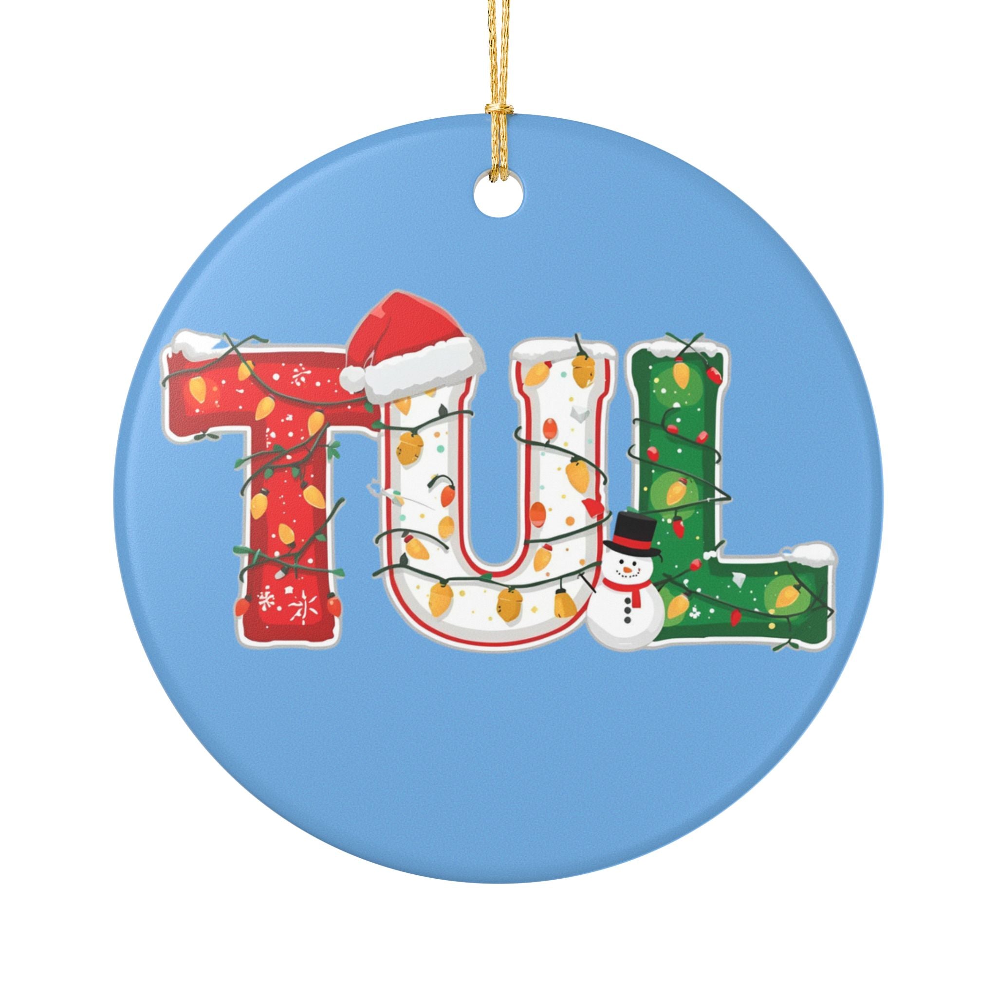 TUL Christmas Ornament – Festive Holiday Airport Art | Holiday Travel Gift | Ceramic Ornament