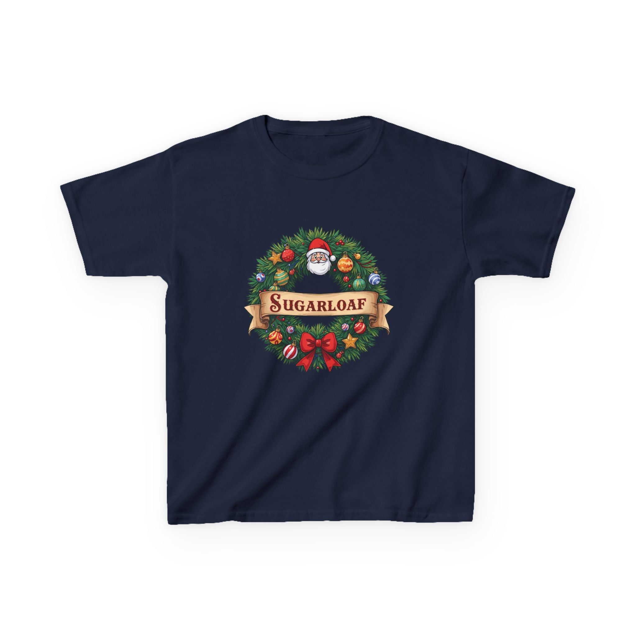 Sugarloaf Christmas Shirt – Festive Santa Wreath & Ornaments Tee | Mountain Town Christmas Gift | Gildan 5000B
