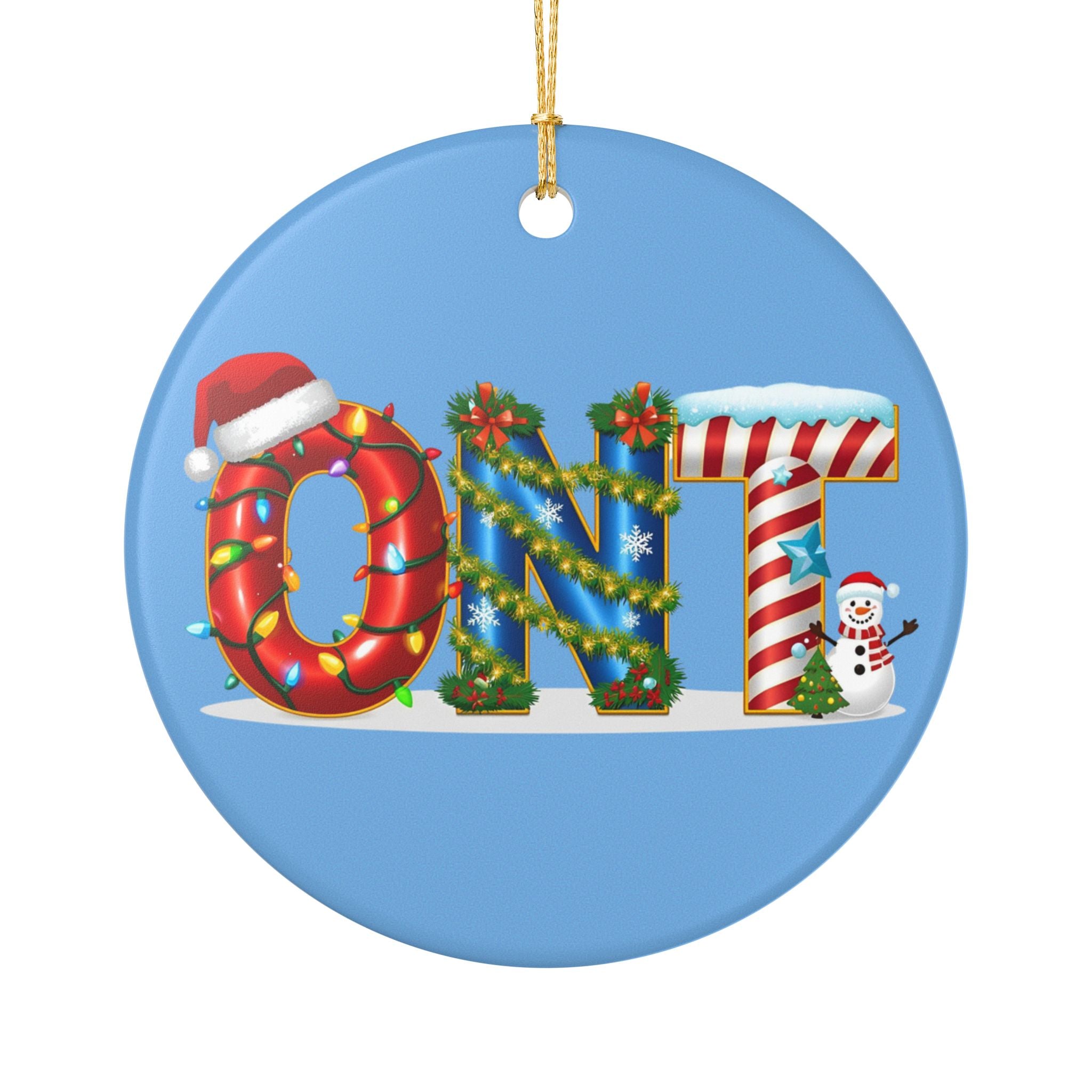 ONT Christmas Ornament – Festive Holiday Airport Art | Holiday Travel Gift | Ceramic Ornament