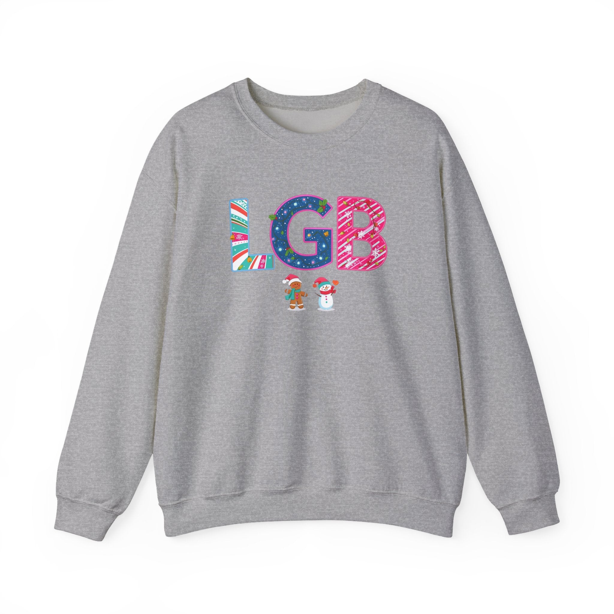 LGB Christmas Sweatshirt – Festive Holiday Letter Art Tee | Christmas Gift | Gildan 18000