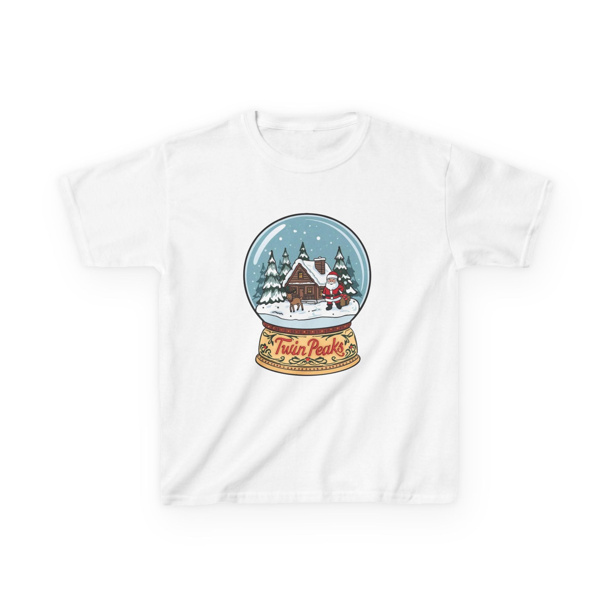 Twin Peaks Christmas Shirt – Snow Globe Santa & Cabin Scene Tee | Mountain Town Christmas Gift | Gildan 5000B
