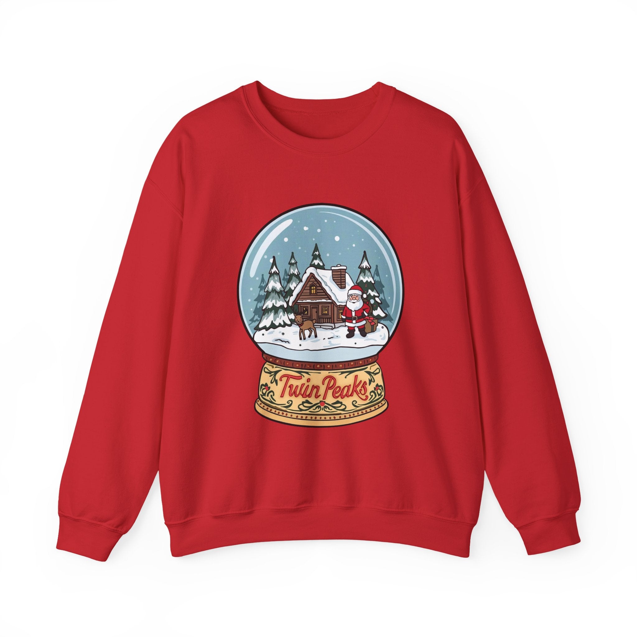 Twin Peaks Christmas Shirt – Snow Globe Santa & Cabin Scene Tee | Mountain Town Christmas Gift | Gildan 18000