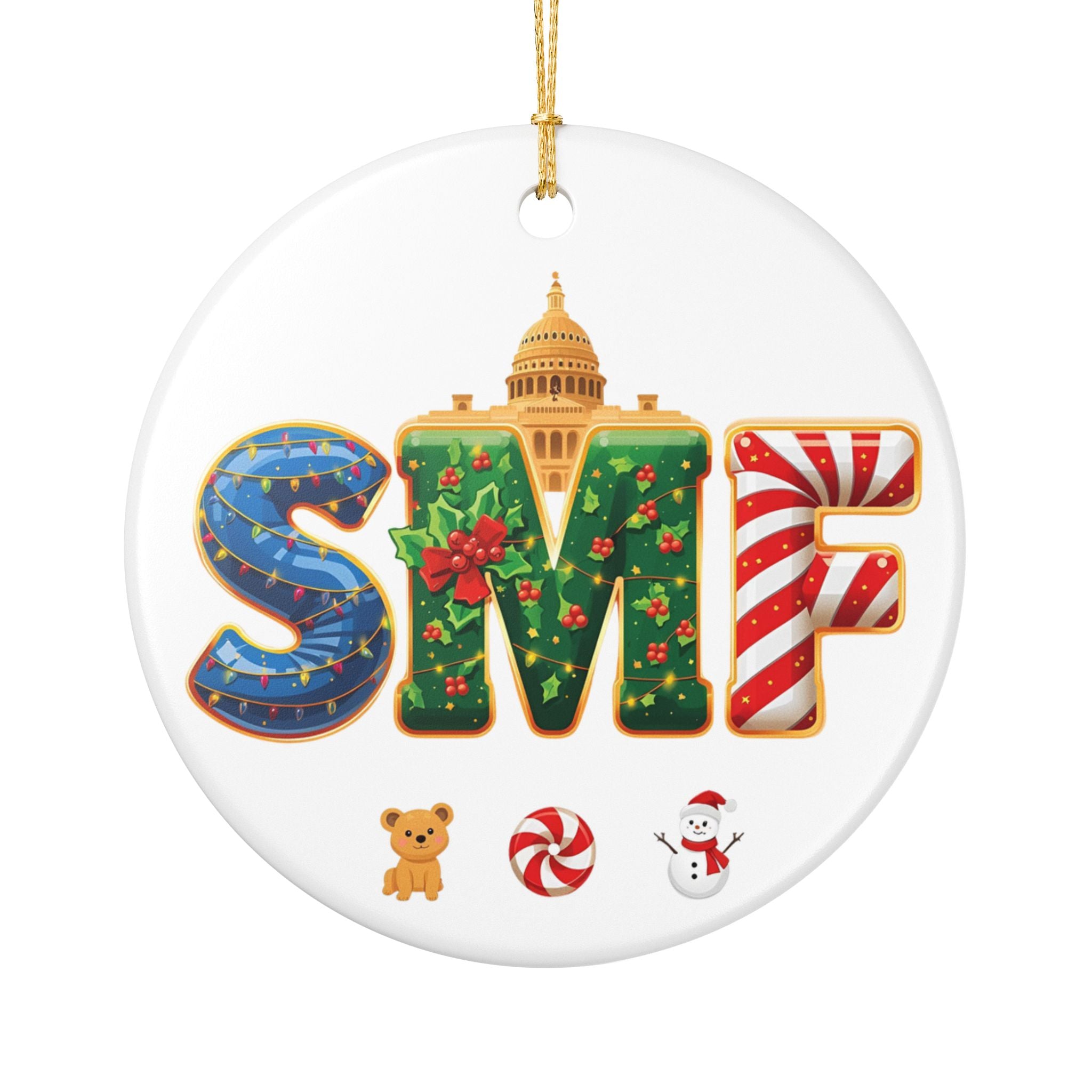 SMF Christmas Ornament – Festive Holiday Airport Art | Holiday Travel Gift | Ceramic Ornament