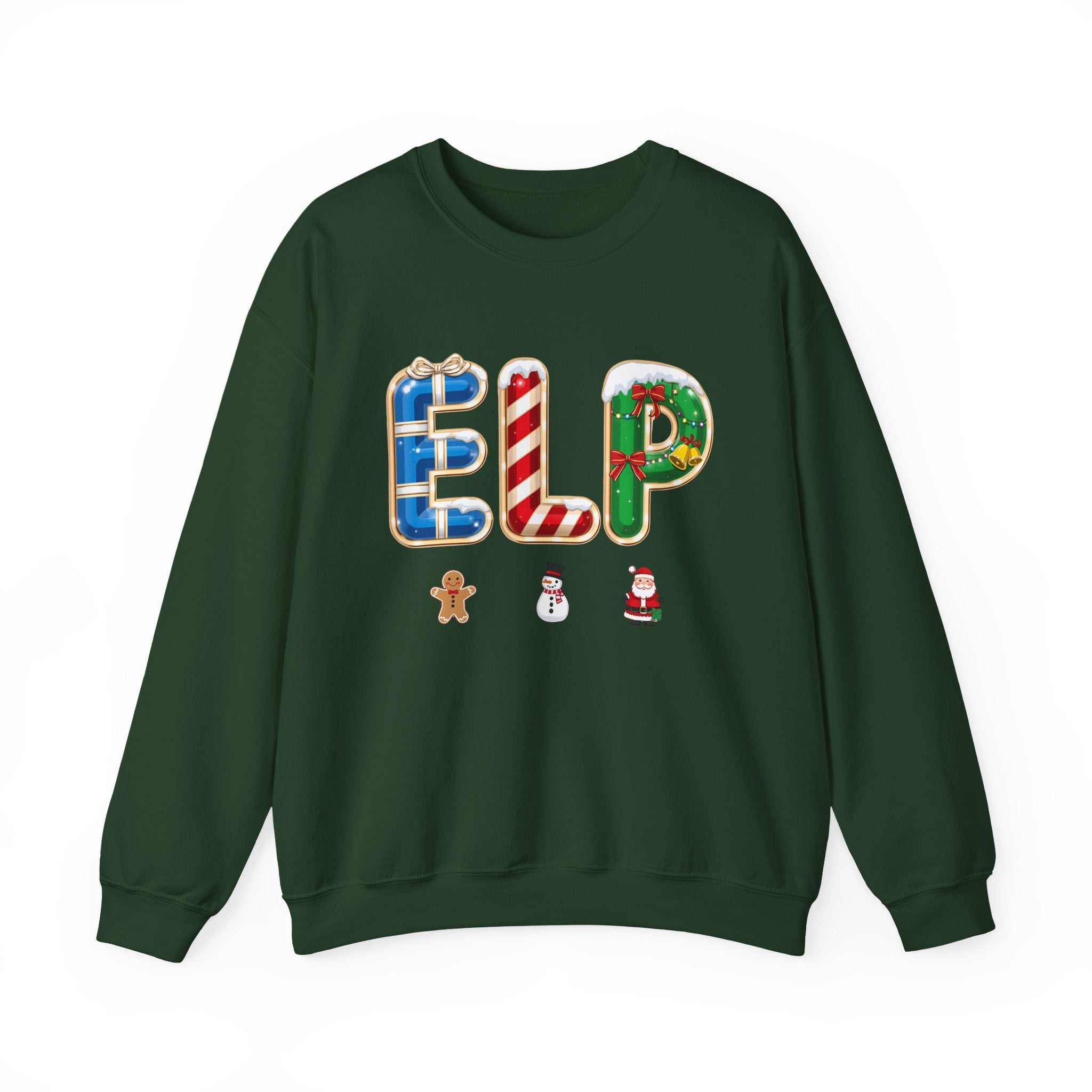 ELP Christmas Sweatshirt – Festive Holiday Letter Art Tee | Christmas Gift | Gildan 18000