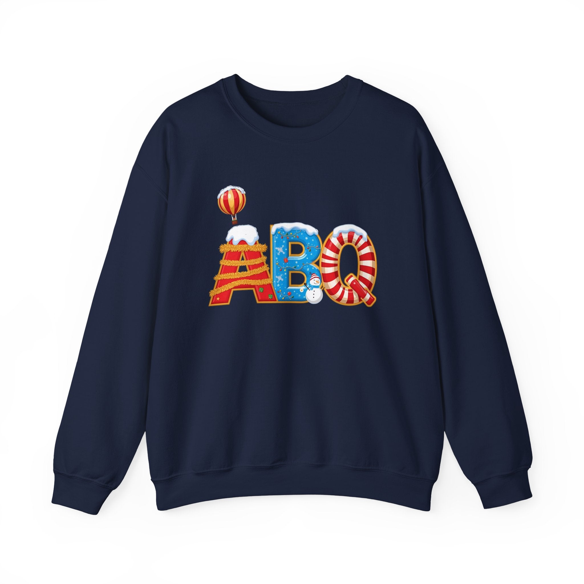 ABQ Christmas Sweatshirt – Festive Albuquerque Airport Code Crewneck | Holiday Travel Gift | Gildan 18000