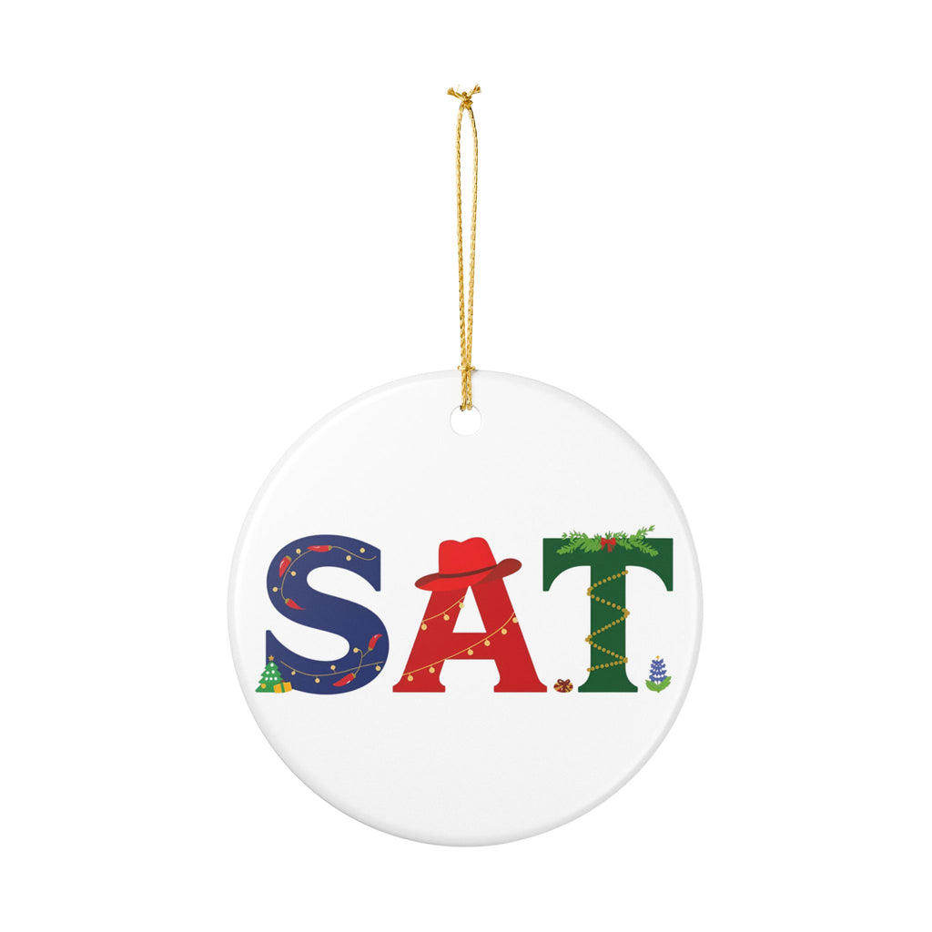 SAT Christmas Ornament – Festive Holiday Airport Art | Holiday Travel Gift | Ceramic Ornament