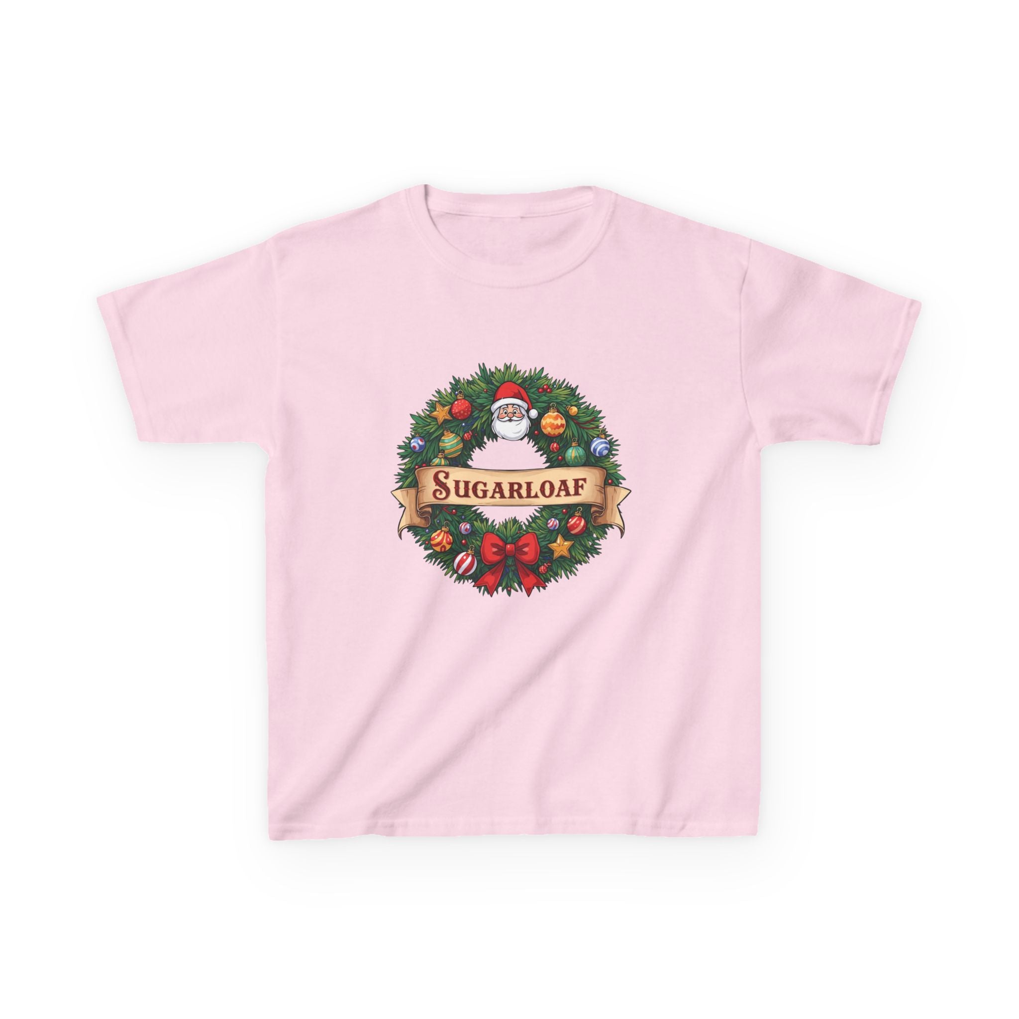 Sugarloaf Christmas Shirt – Festive Santa Wreath & Ornaments Tee | Mountain Town Christmas Gift | Gildan 5000B