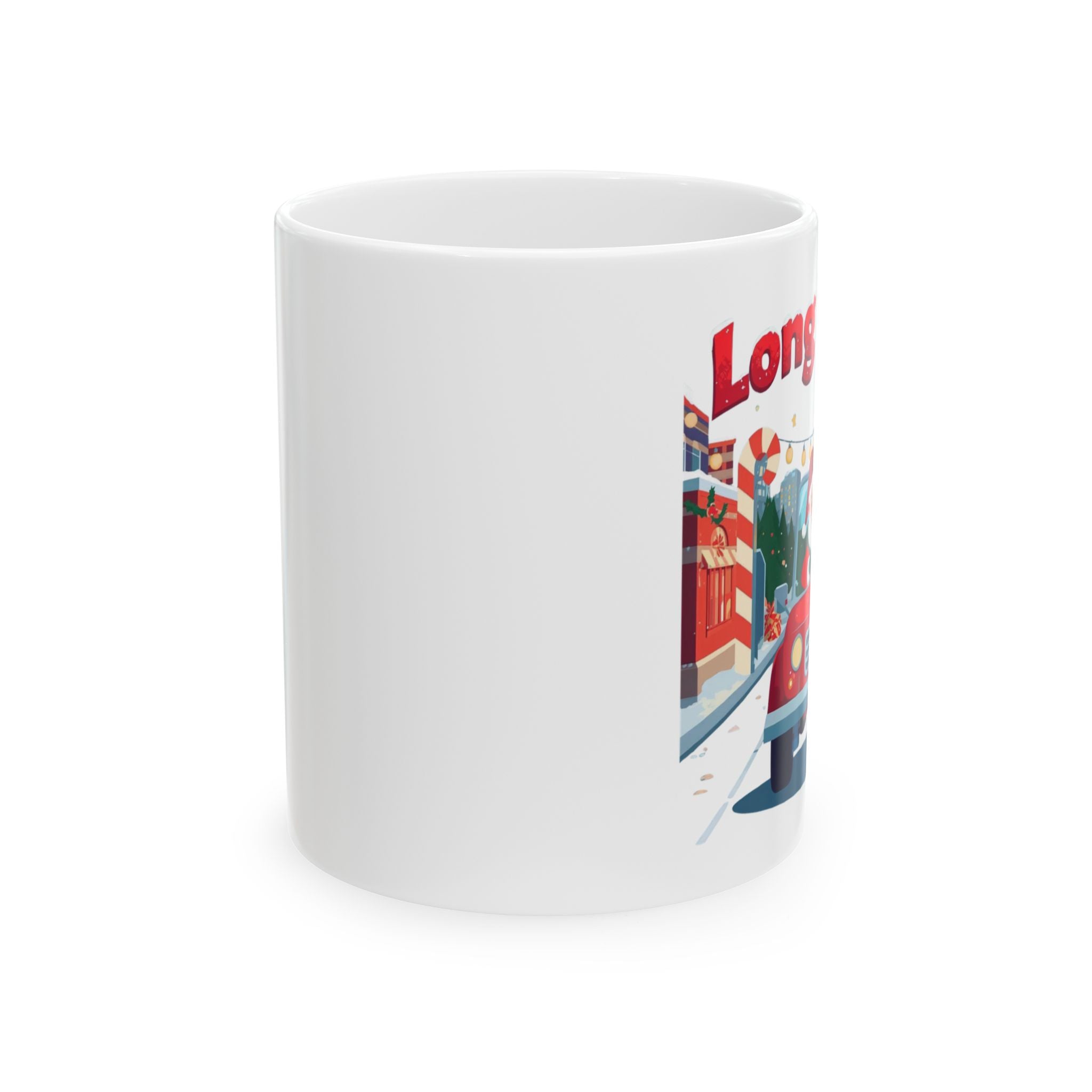 Long Beach Christmas Santa Car Mug – Cute Holiday Coffee Cup | Santa Driving Design | California Christmas Gift (11oz/15oz)