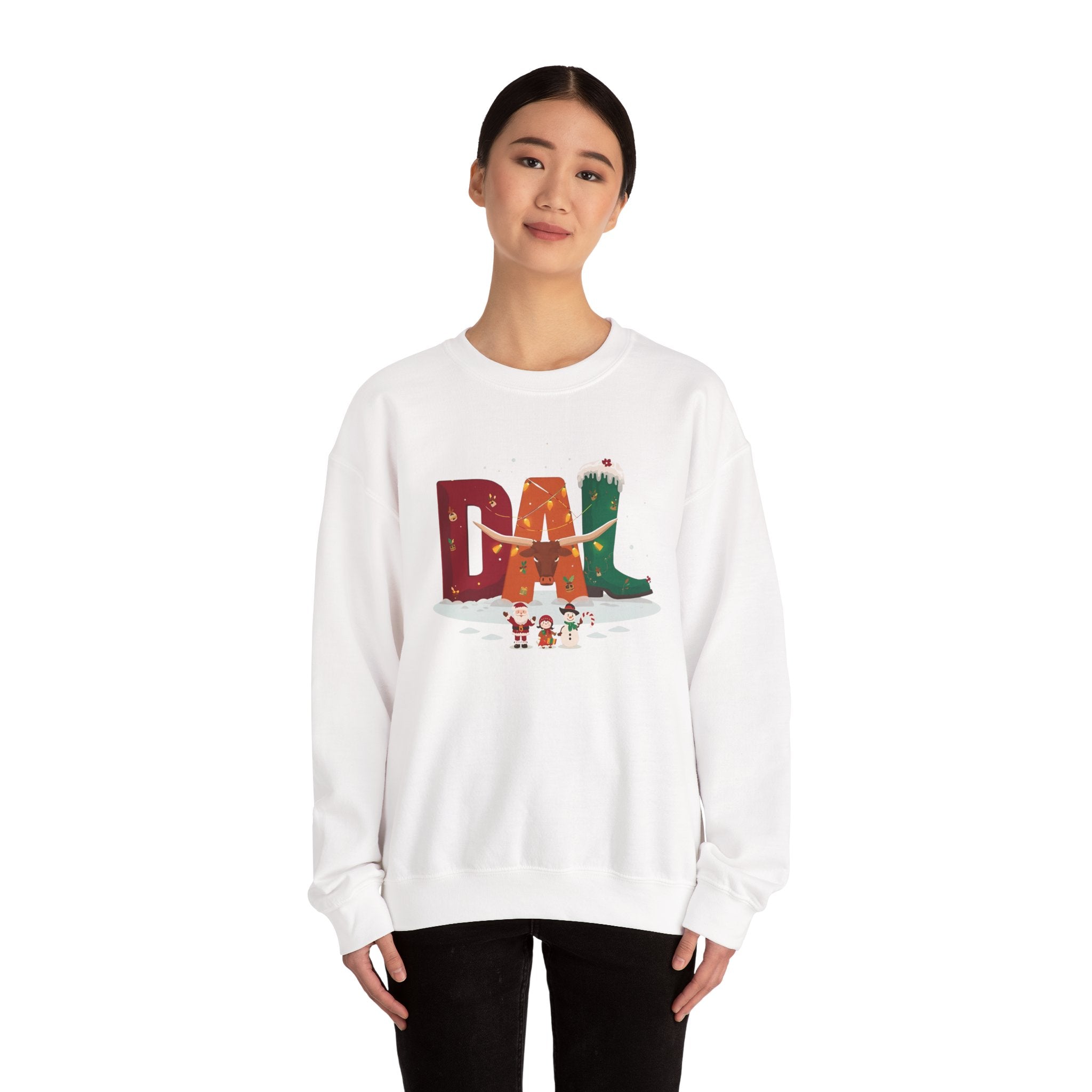 DAL Christmas Sweatshirt – Festive Holiday Letter Art Tee | Christmas Gift | Gildan 18000